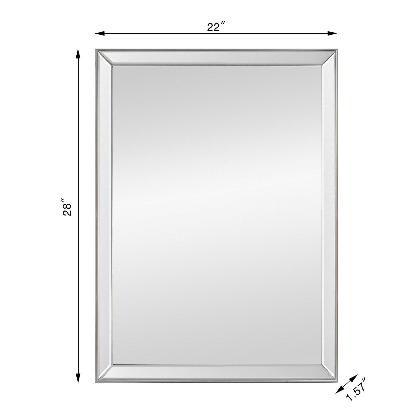 slide 5 of 5, Style Selections 22.5-in W x 30.5-in H Rectangle Silver Framed Wall Mirror, 1 ct
