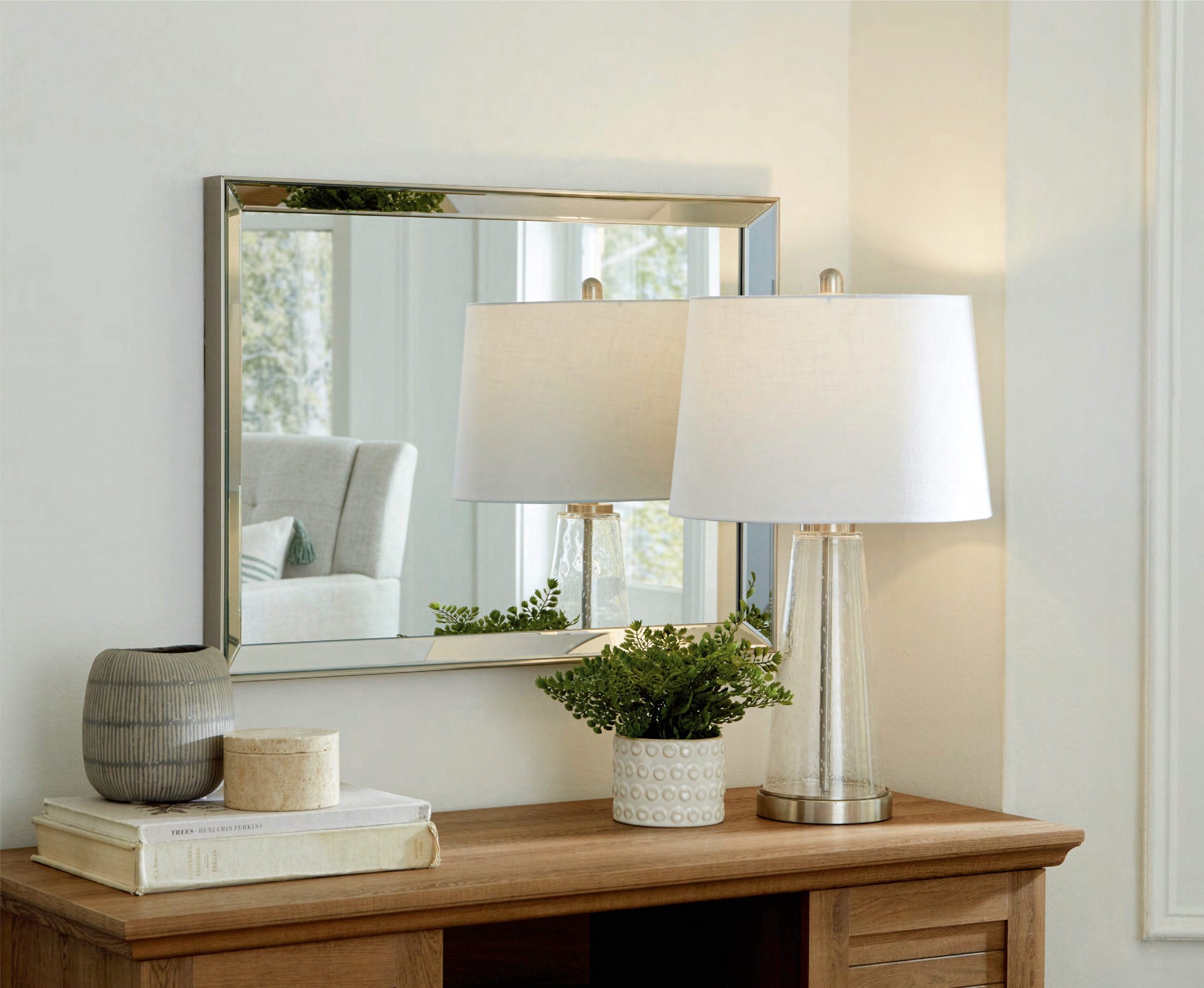 slide 1 of 5, Style Selections 22.5-in W x 30.5-in H Rectangle Silver Framed Wall Mirror, 1 ct