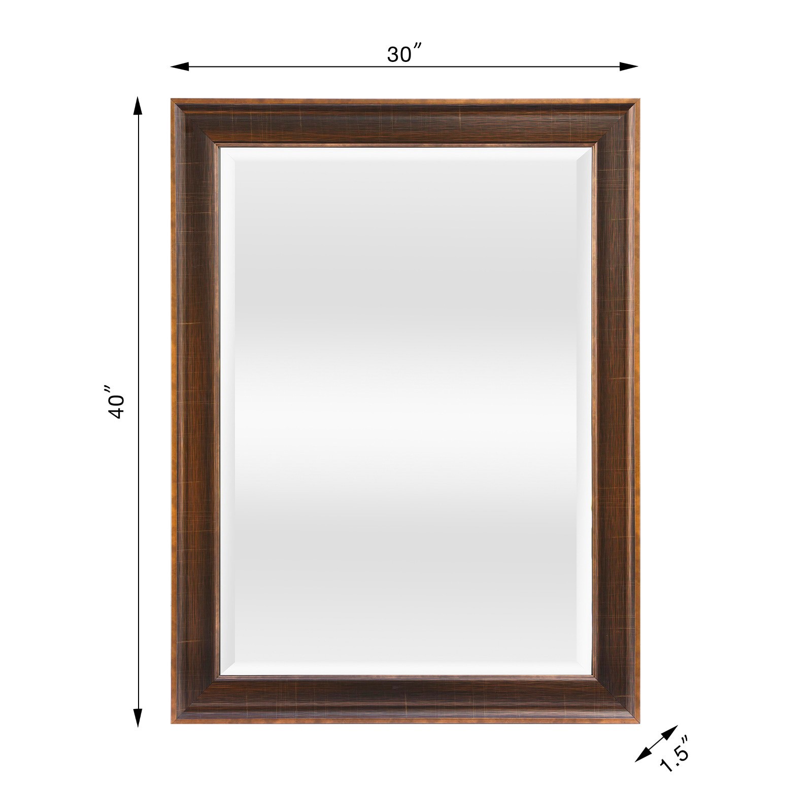 slide 6 of 6, allen + roth 30-in W x 40.0-in H Rectangle Bronze Framed Wall Mirror, 1 ct