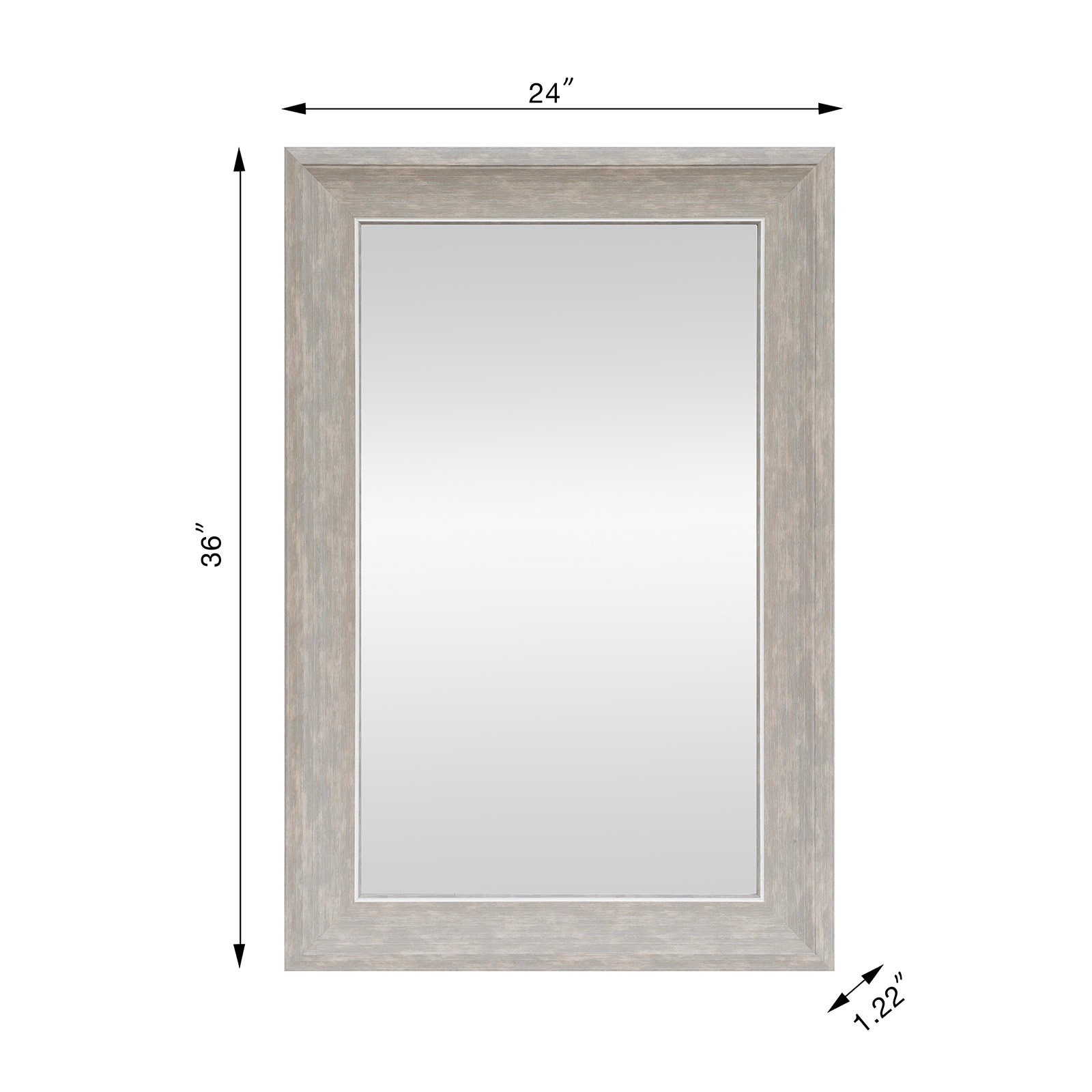 slide 6 of 6, Style Selections 24-in W x 36.0-in H Rectangle Wood Gray Framed Wall Mirror, 1 ct