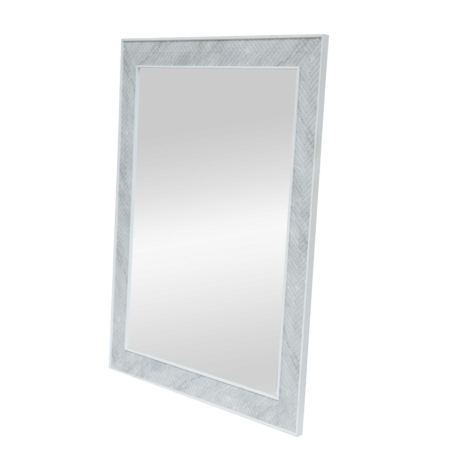 slide 3 of 6, allen + roth 28-in W x 36.0-in H Rectangle White marble Framed Wall Mirror, 1 ct