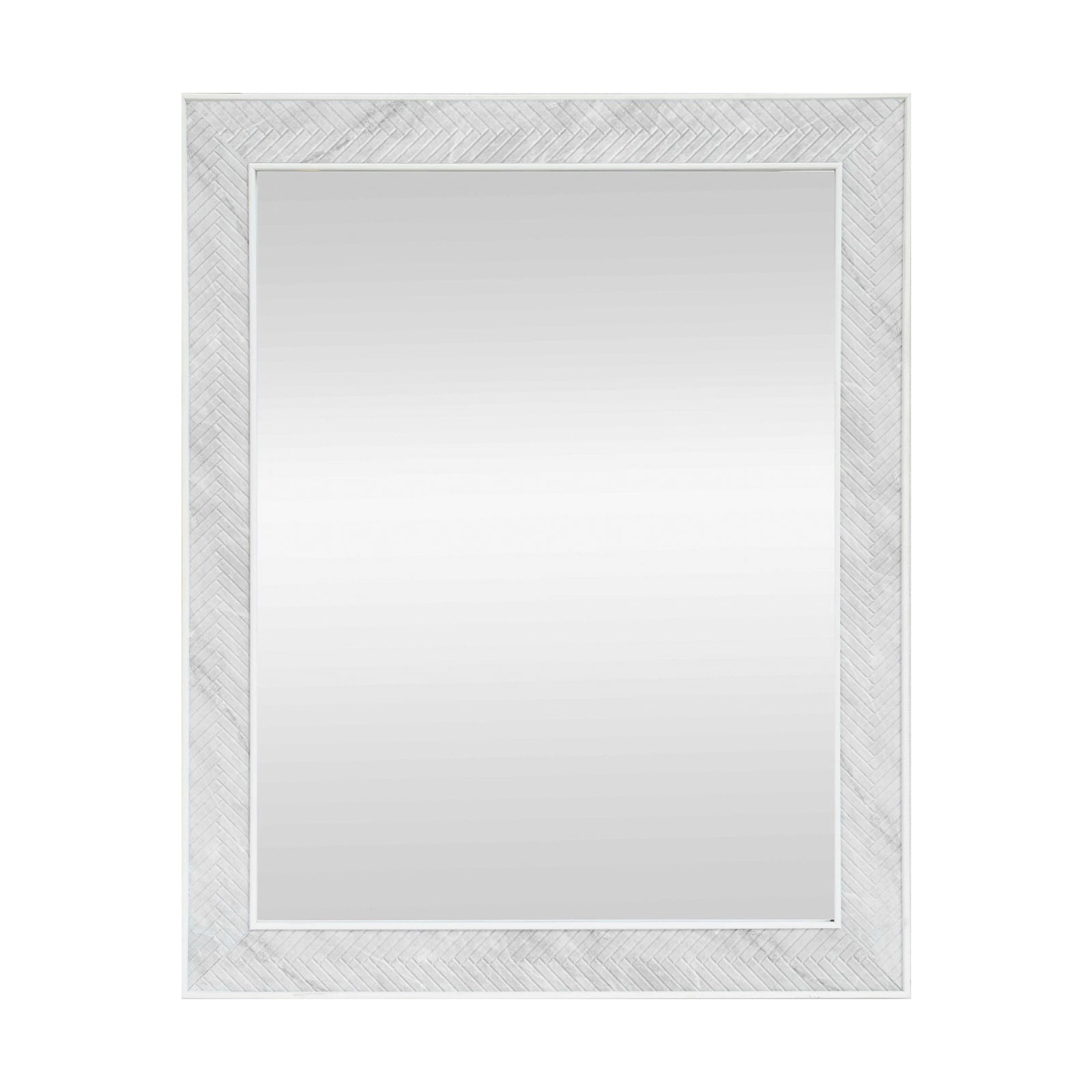 slide 2 of 6, allen + roth 28-in W x 36.0-in H Rectangle White marble Framed Wall Mirror, 1 ct