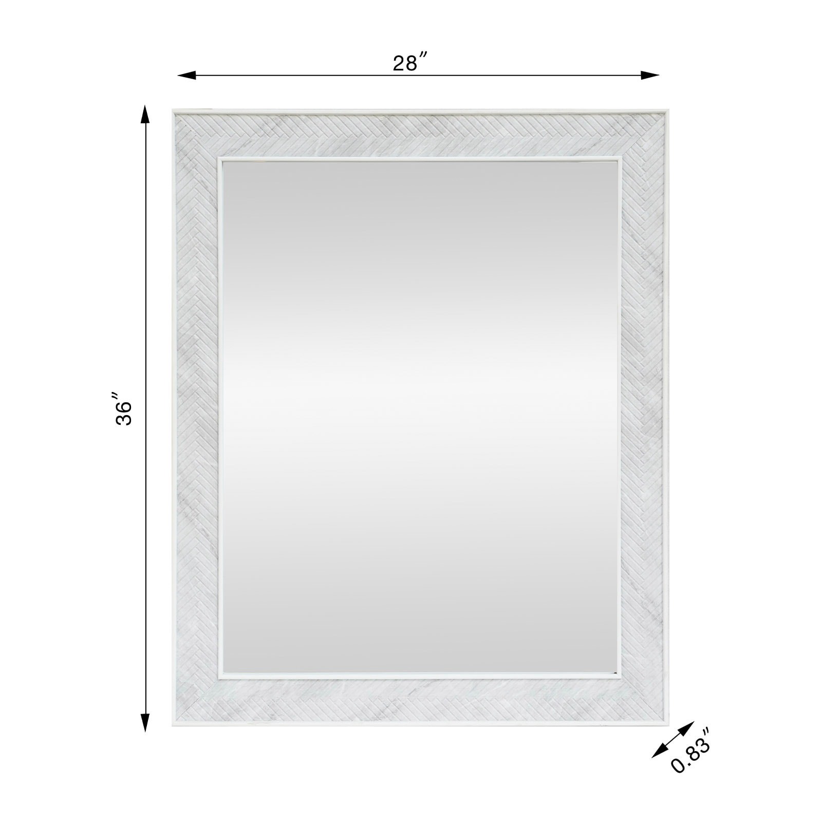 slide 6 of 6, allen + roth 28-in W x 36.0-in H Rectangle White marble Framed Wall Mirror, 1 ct