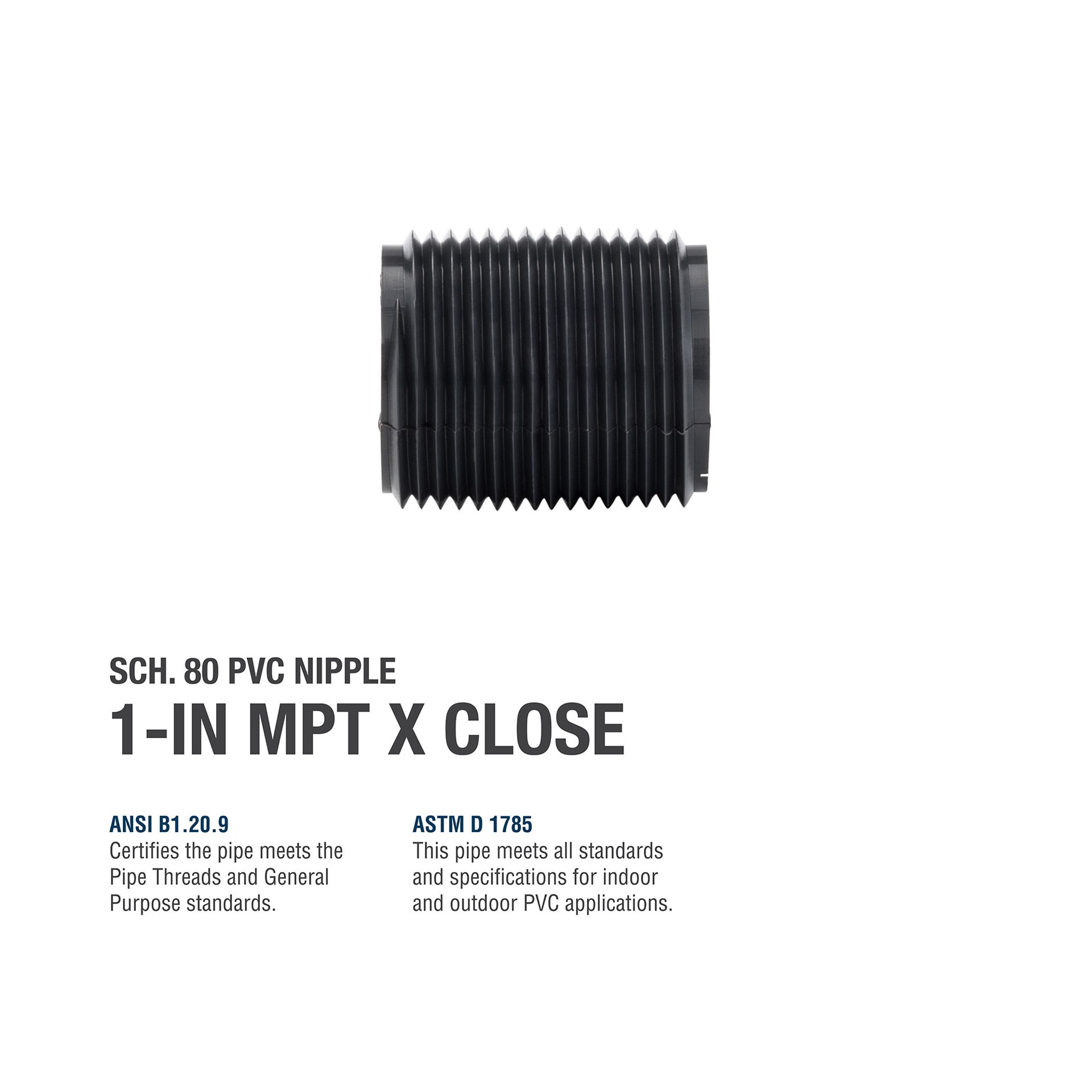 slide 4 of 5, B&K 1-in x Close Schedule 80 PVC Nipple, 1 ct