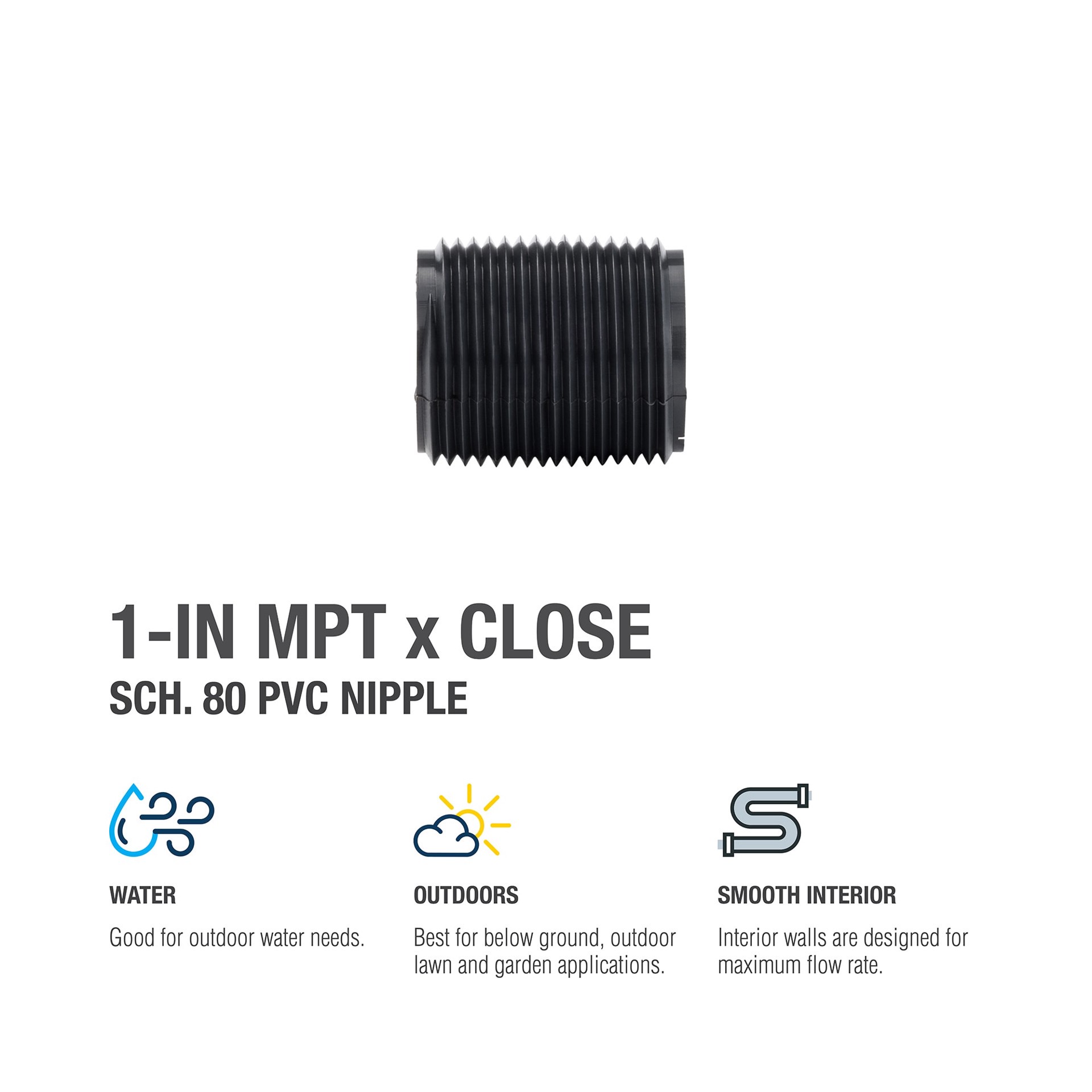 slide 5 of 5, B&K 1-in x Close Schedule 80 PVC Nipple, 1 ct