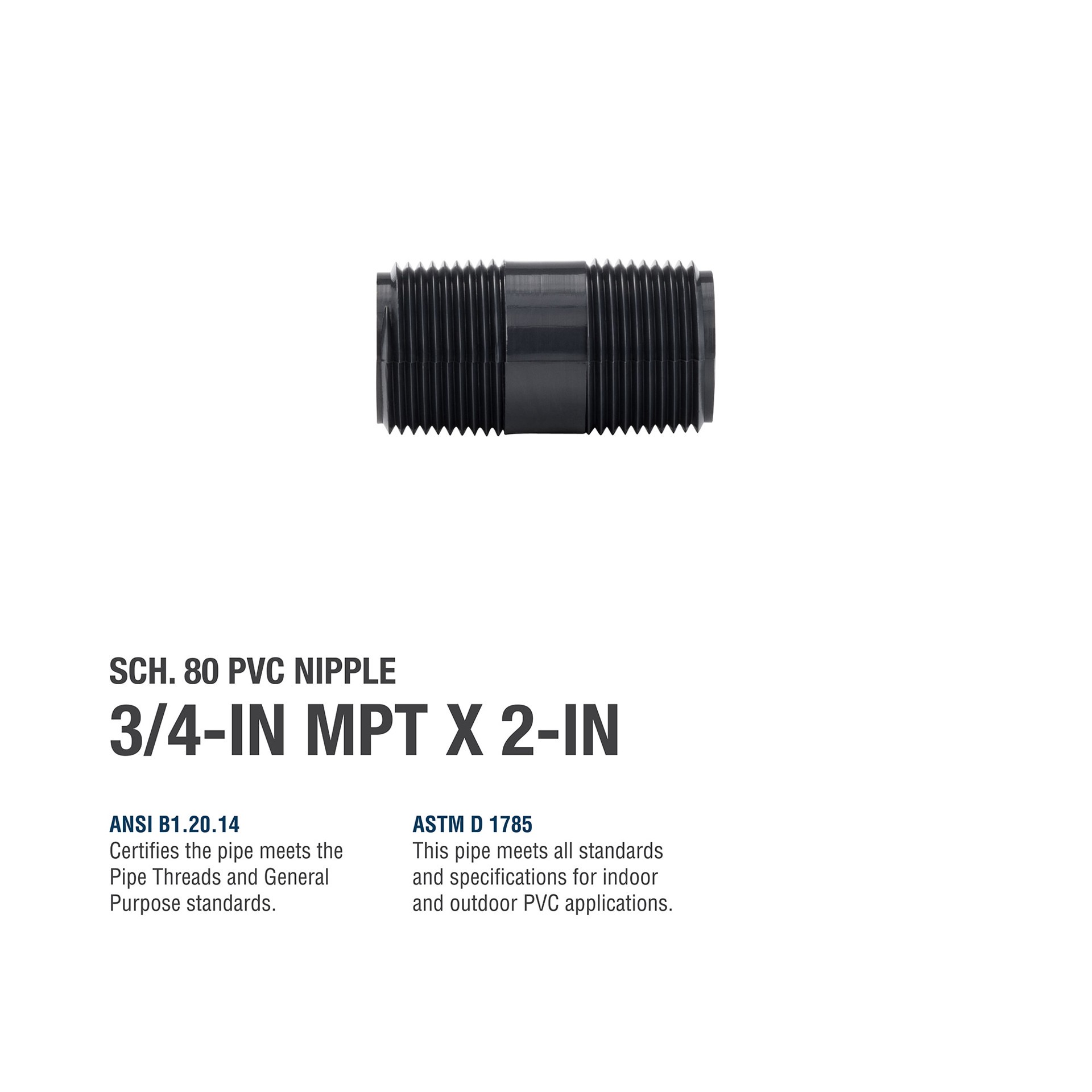 slide 4 of 5, B&K 3/4-in x 2-in Schedule 80 PVC Nipple, 1 ct