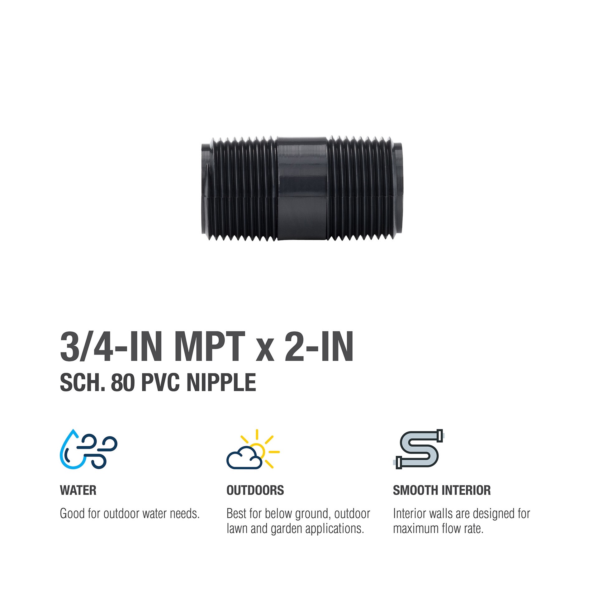 slide 5 of 5, B&K 3/4-in x 2-in Schedule 80 PVC Nipple, 1 ct