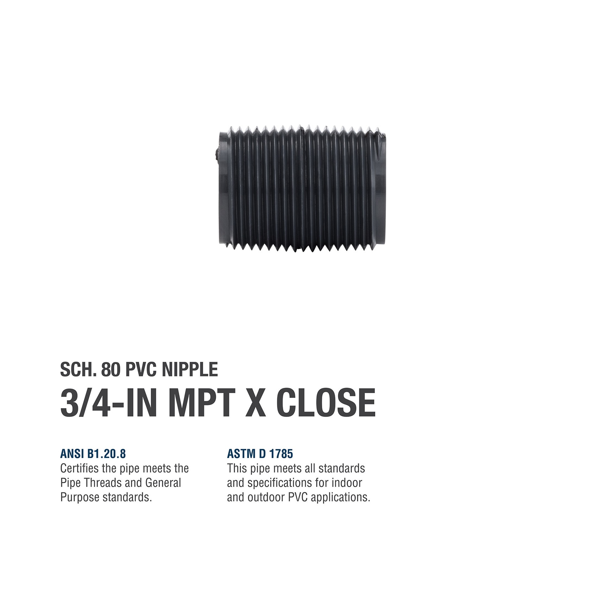 slide 4 of 5, B&K 3/4-in x Close Schedule 80 PVC Nipple, 1 ct