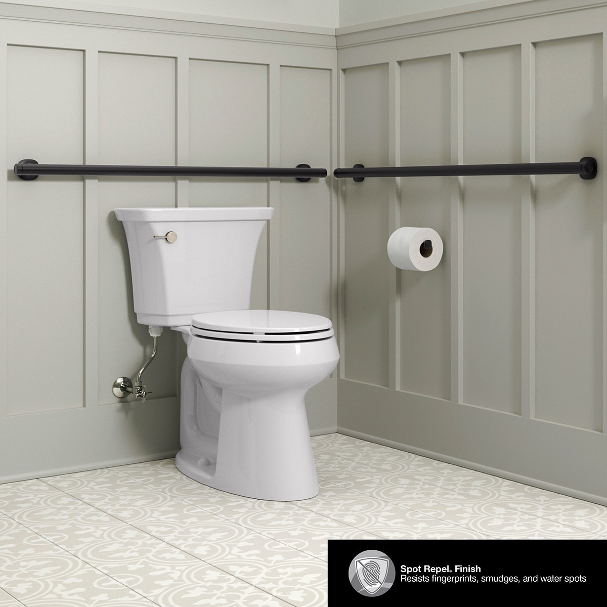 slide 3 of 6, KOHLER Ealing 24-in Matte Black Wall mount ADA Compliant Grab Bar ( 500-lb Weight Capacity ), 1 ct