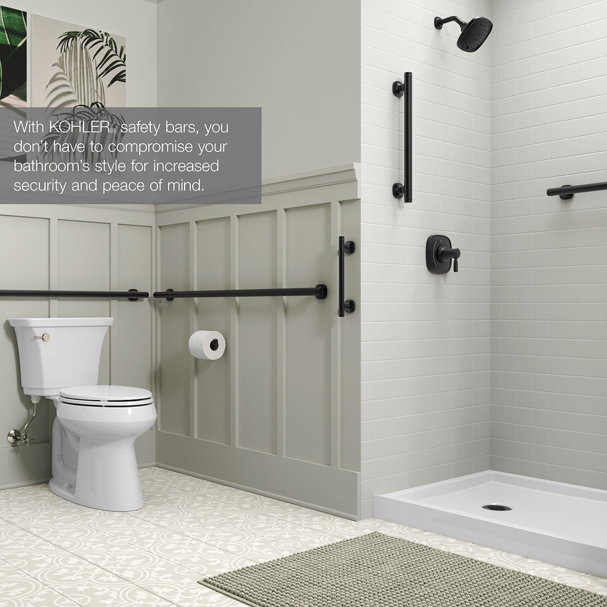 slide 2 of 6, KOHLER Ealing 16-in Matte Black Wall mount ADA Compliant Grab Bar ( 500-lb Weight Capacity ), 1 ct