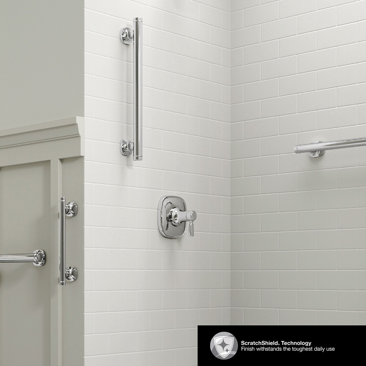 slide 3 of 6, KOHLER Ealing 16-in Polished Chrome Wall mount ADA Compliant Grab Bar ( 500-lb Weight Capacity ), 1 ct