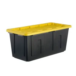 Project Source Commander X-large 50 -Gallons ( 200 -Quarts ) Black and Yellow Heavy Duty Stackable Tote with Standard Snap Lid