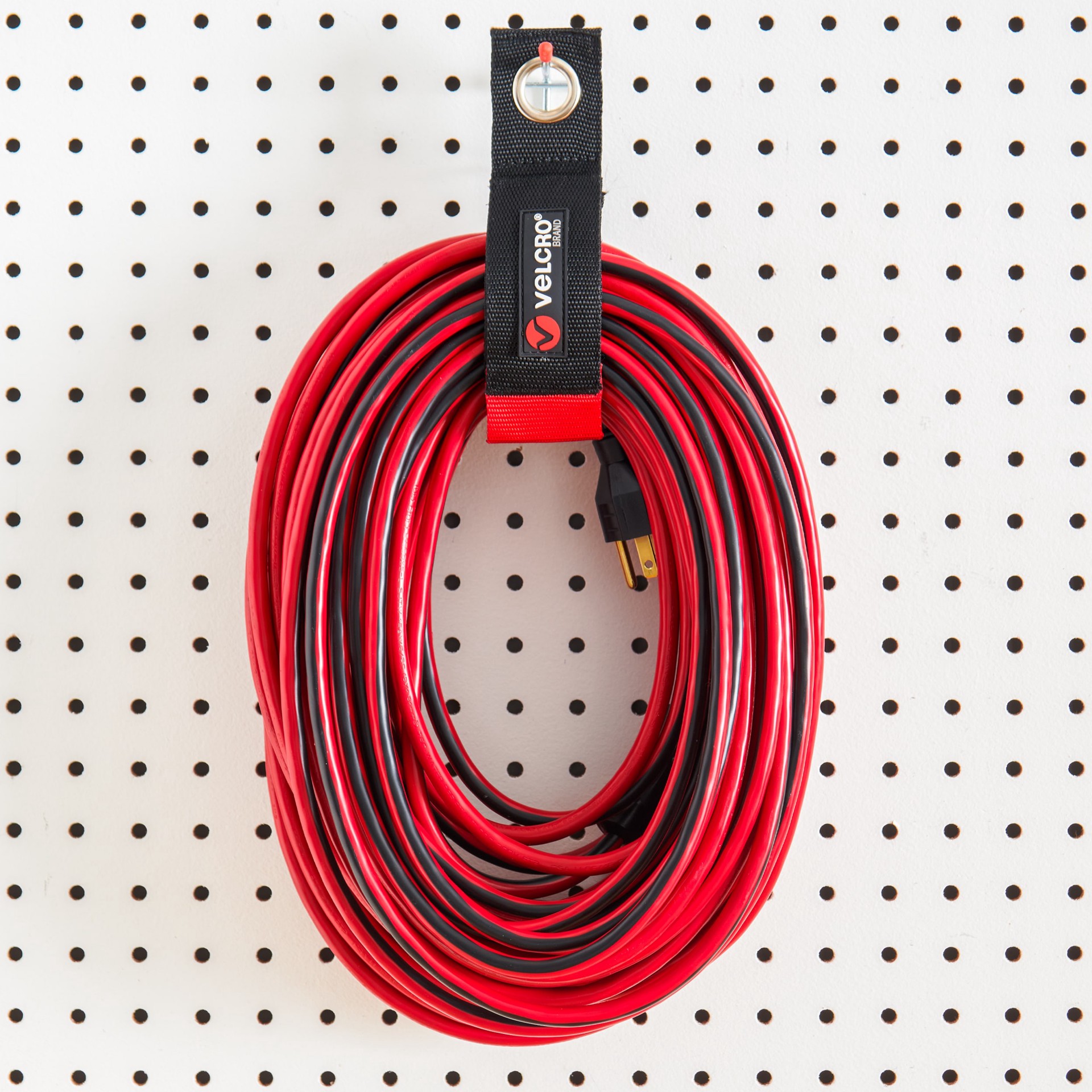 slide 5 of 5, VELCRO Brand 14 Inch Black Grommets EASY-HANG Extension Cord Strap 1 3/4in x 14in Hook loop fastener 75-lb Weight Capacity 2 -Pack, 1 ct