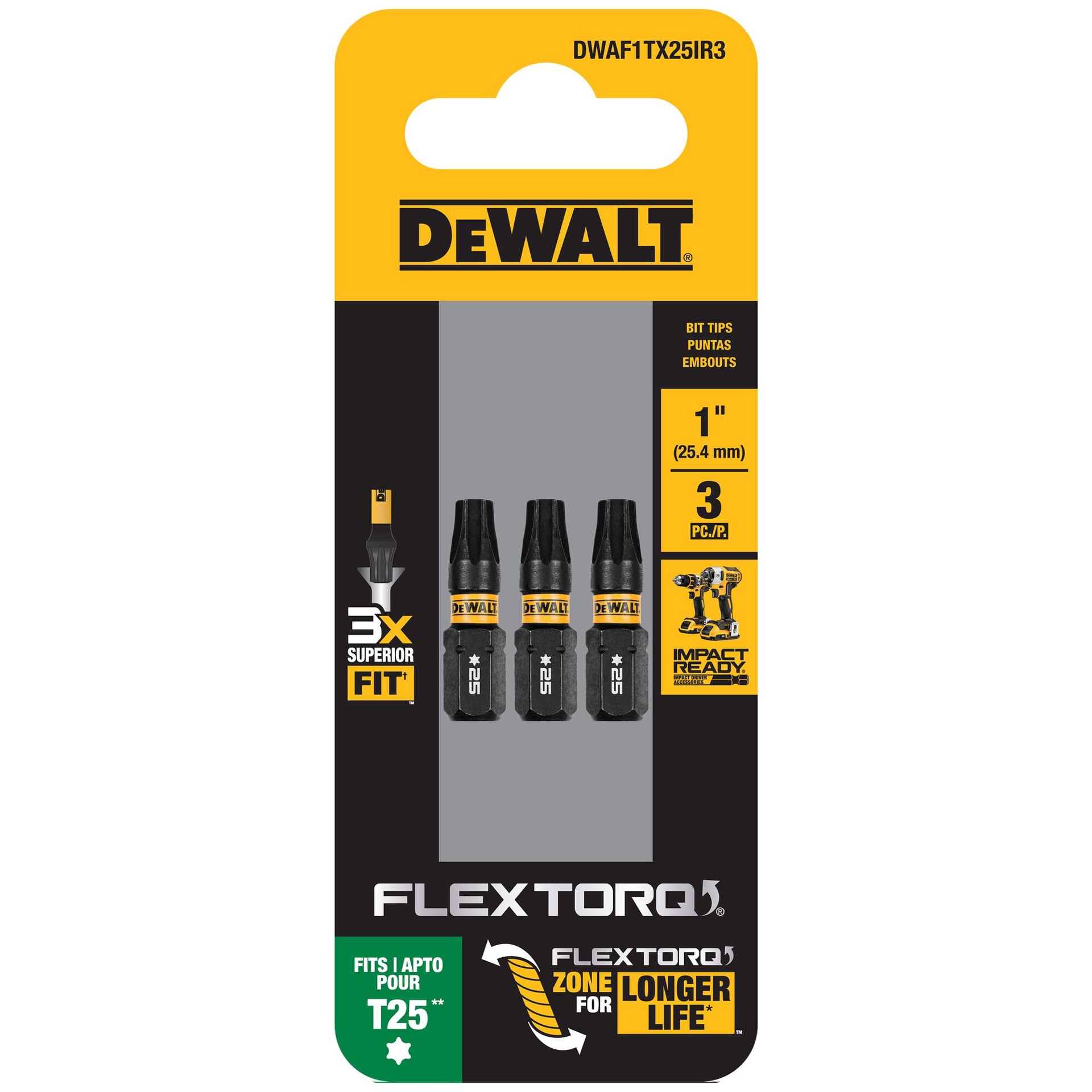 slide 5 of 6, DEWALT Flextorq 1/4-in x 1-in Torx Impact Driver Bit 3 -Piece, 1 ct