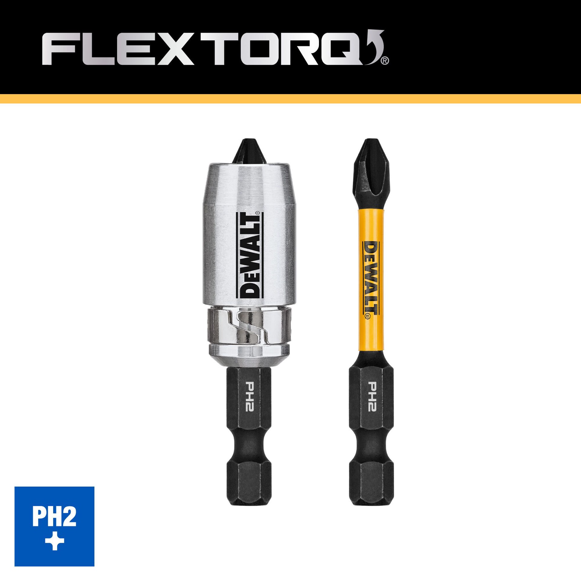 slide 2 of 6, DEWALT FlexTorq 1/4-in x 2-in Phillips Impact Driver Bit 2 -Piece, 1 ct