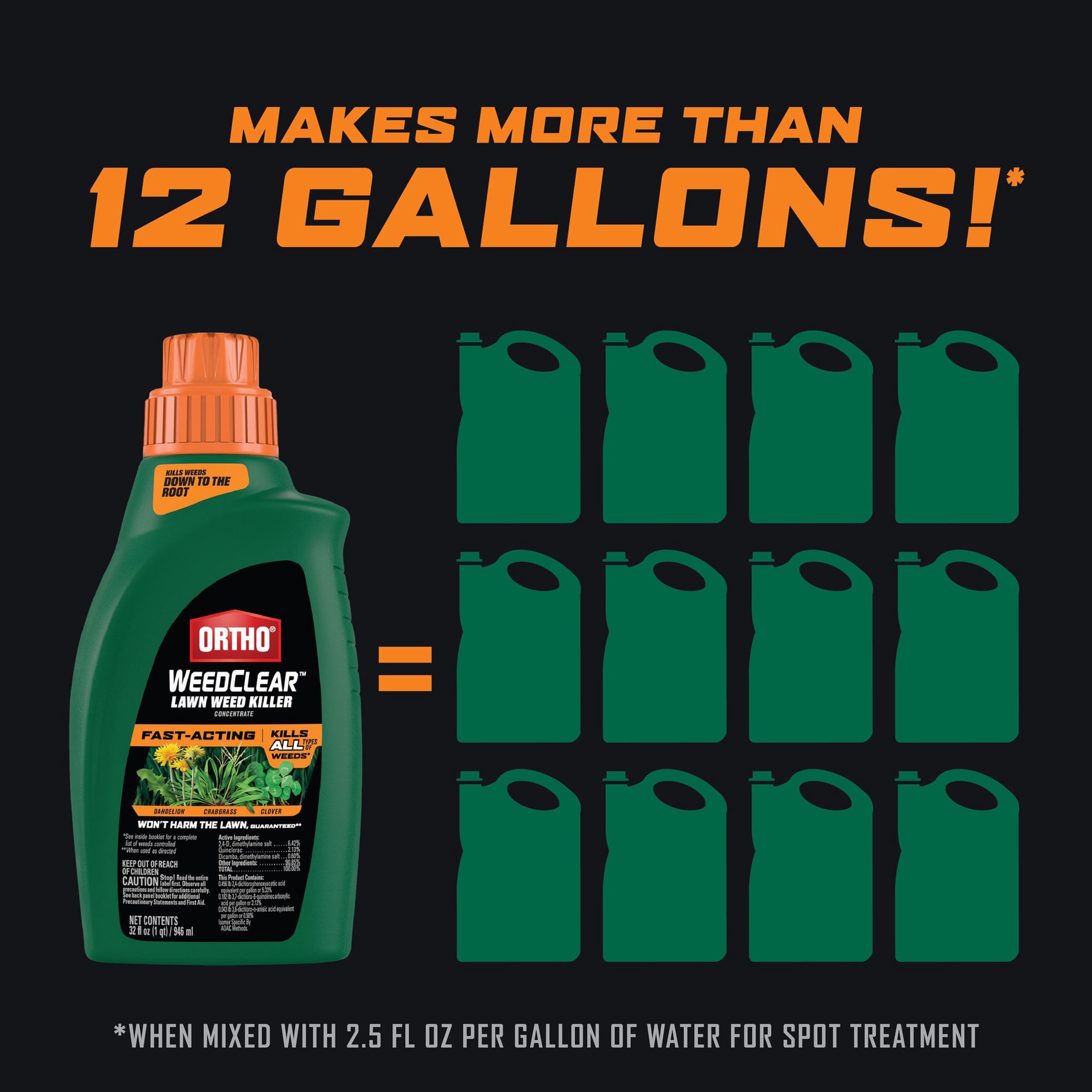 slide 2 of 6, ORTHO WeedClear 32.0 -fl oz Concentrate Lawn Weed Killer, 1 ct