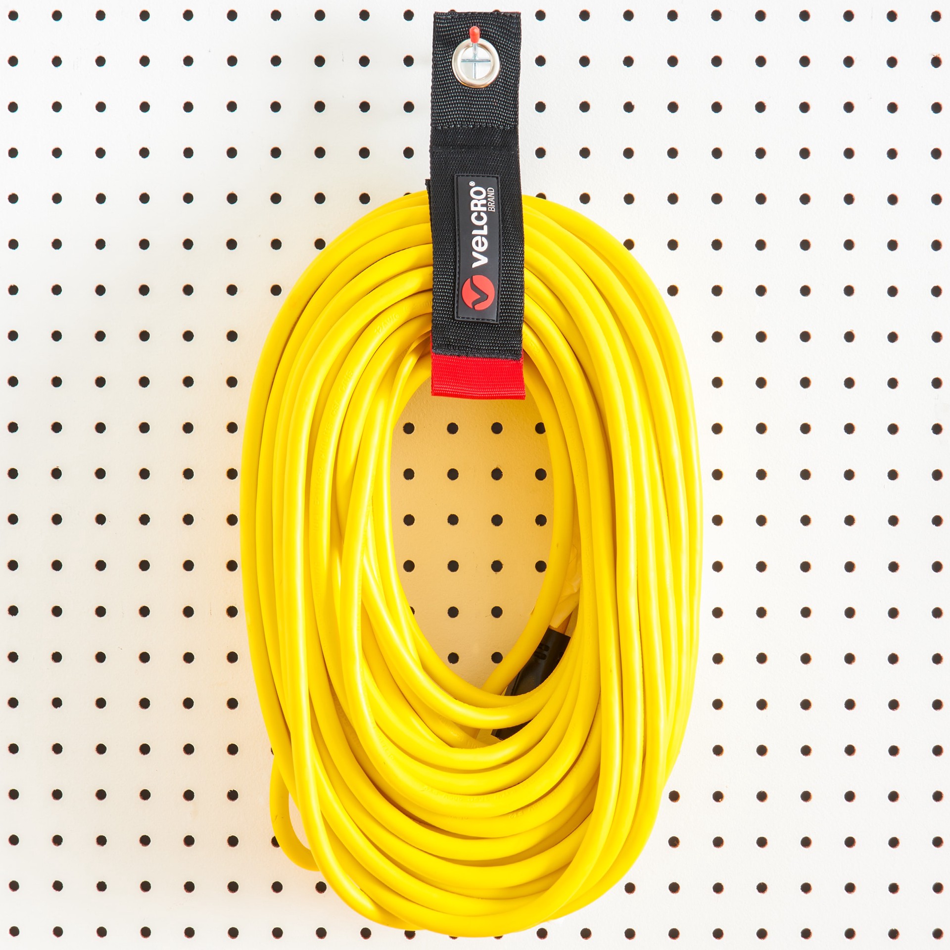 slide 5 of 6, VELCRO Brand 18 Inch Black Grommets EASY HANG Extension Cord Strap 2in x 18in Hook loop fastener 100-lb Weight Capacity 2 -Pack, 1 ct