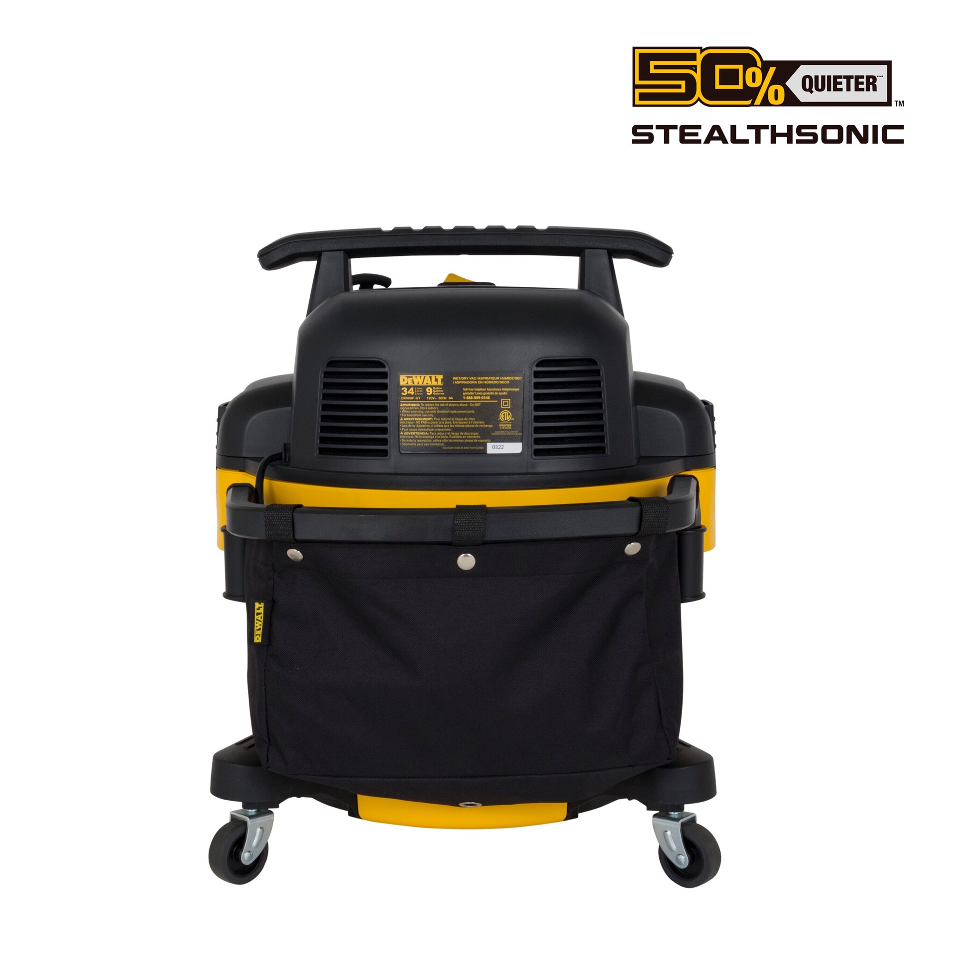 slide 4 of 6, DEWALT Stealthsonic Quiet 9-Gallon 5 HP Corded Wet/Dry Shop Vacuum with Accessories Included, 1 ct