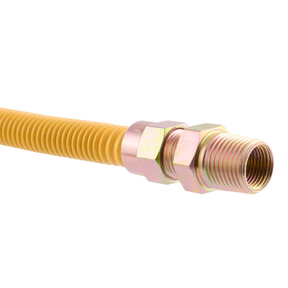 slide 3 of 6, EASTMAN 48-in 1/2 -in MIP Inlet x 1/2 -in MIP Outlet Stainless steel Gas connector, 1 ct