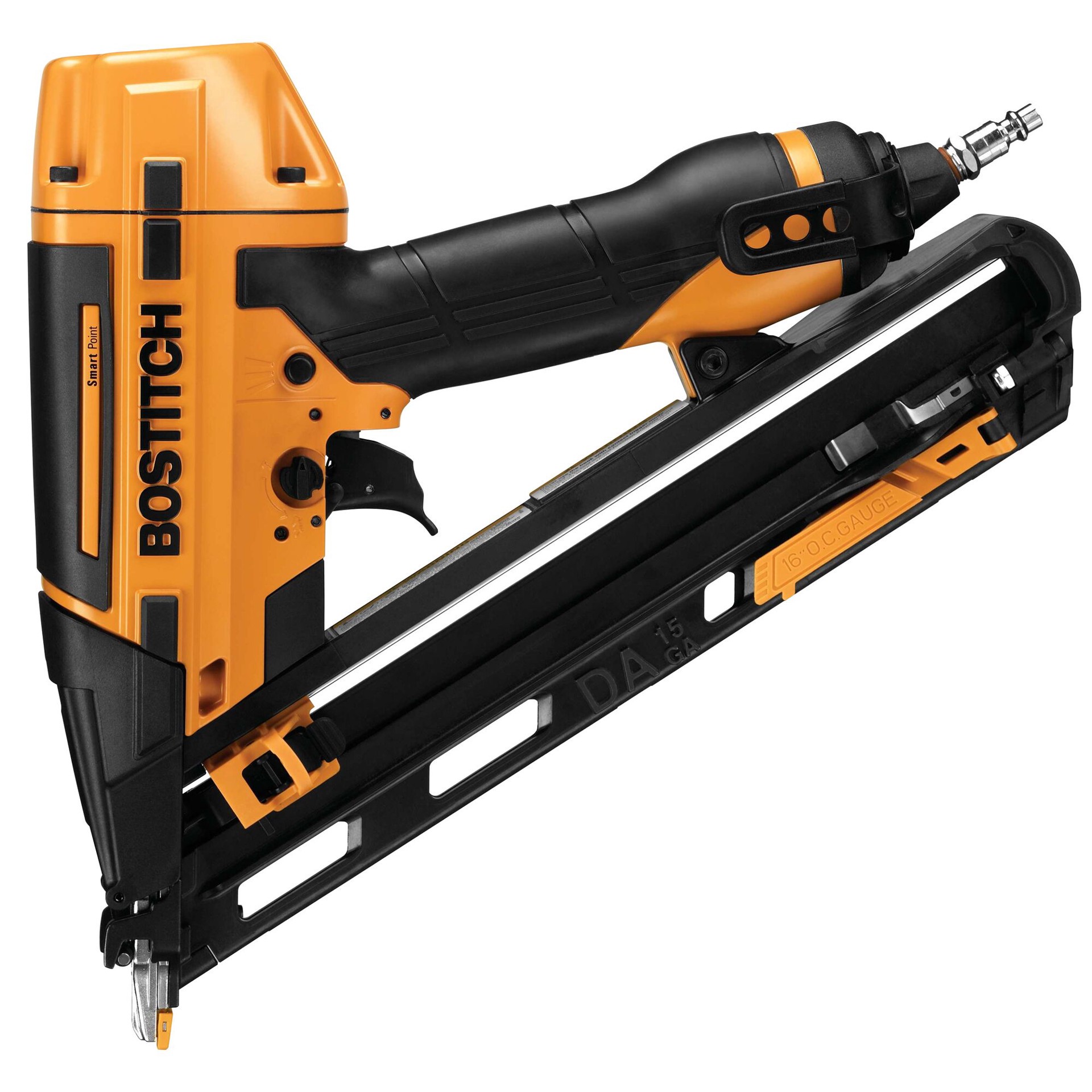 slide 3 of 6, Bostitch Smart Point 2-1/2-in 15 -Gauge Pneumatic Angled Finish Nailer, 1 ct