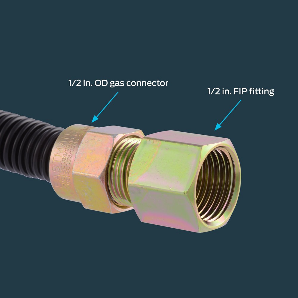 slide 5 of 6, EASTMAN 24-in 1/2 -in FIP Inlet x 3/8 -in MIP Outlet Corrugated stainless steel Gas appliance installation kit, 1 ct