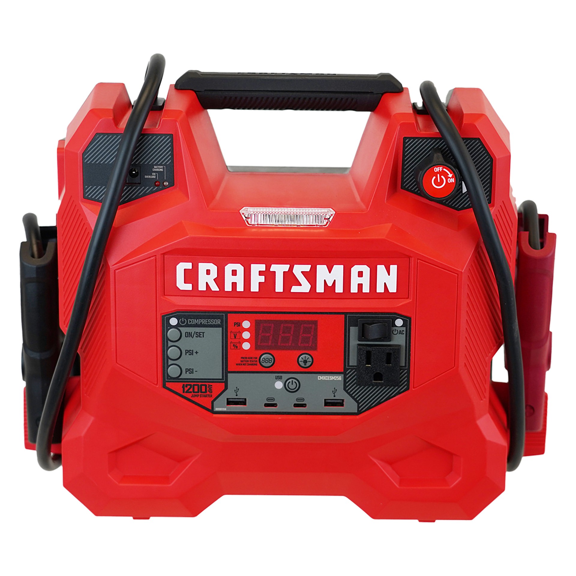 slide 1 of 6, CRAFTSMAN 1200 -Amp 12 -Volt Portable Car Battery Jump Starter with Digital Display, 1 ct