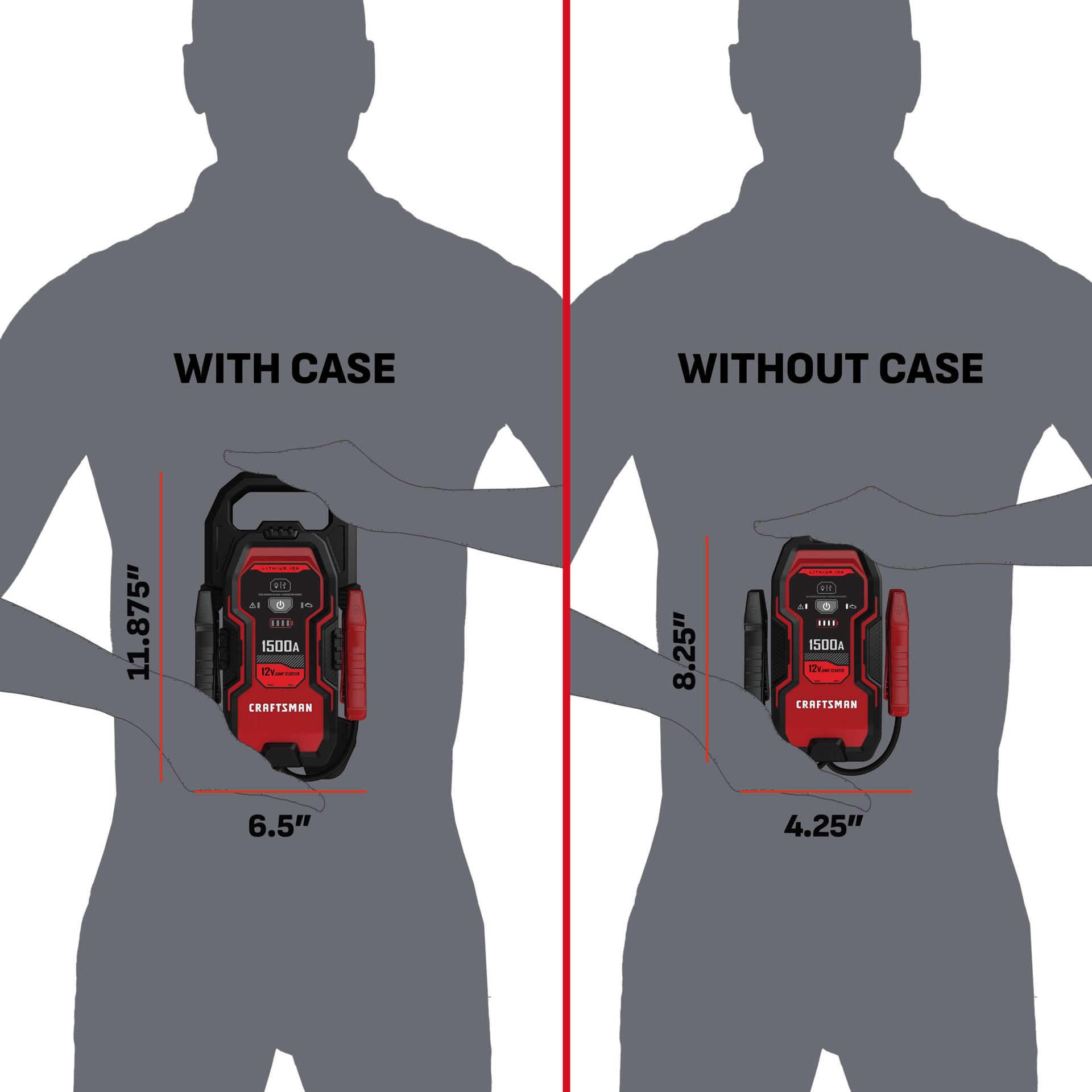 slide 3 of 6, CRAFTSMAN 1500 -Amp 12 -Volt Portable Car Battery Jump Starter with Digital Display, 1 ct