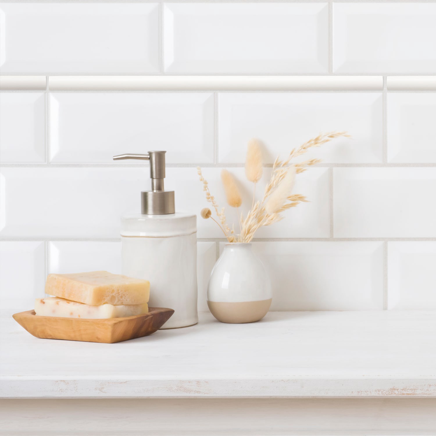 slide 4 of 6, allen + roth Bright White Matte 1/2-in x 12-in Matte Composite Jolly Tile, 1 ct