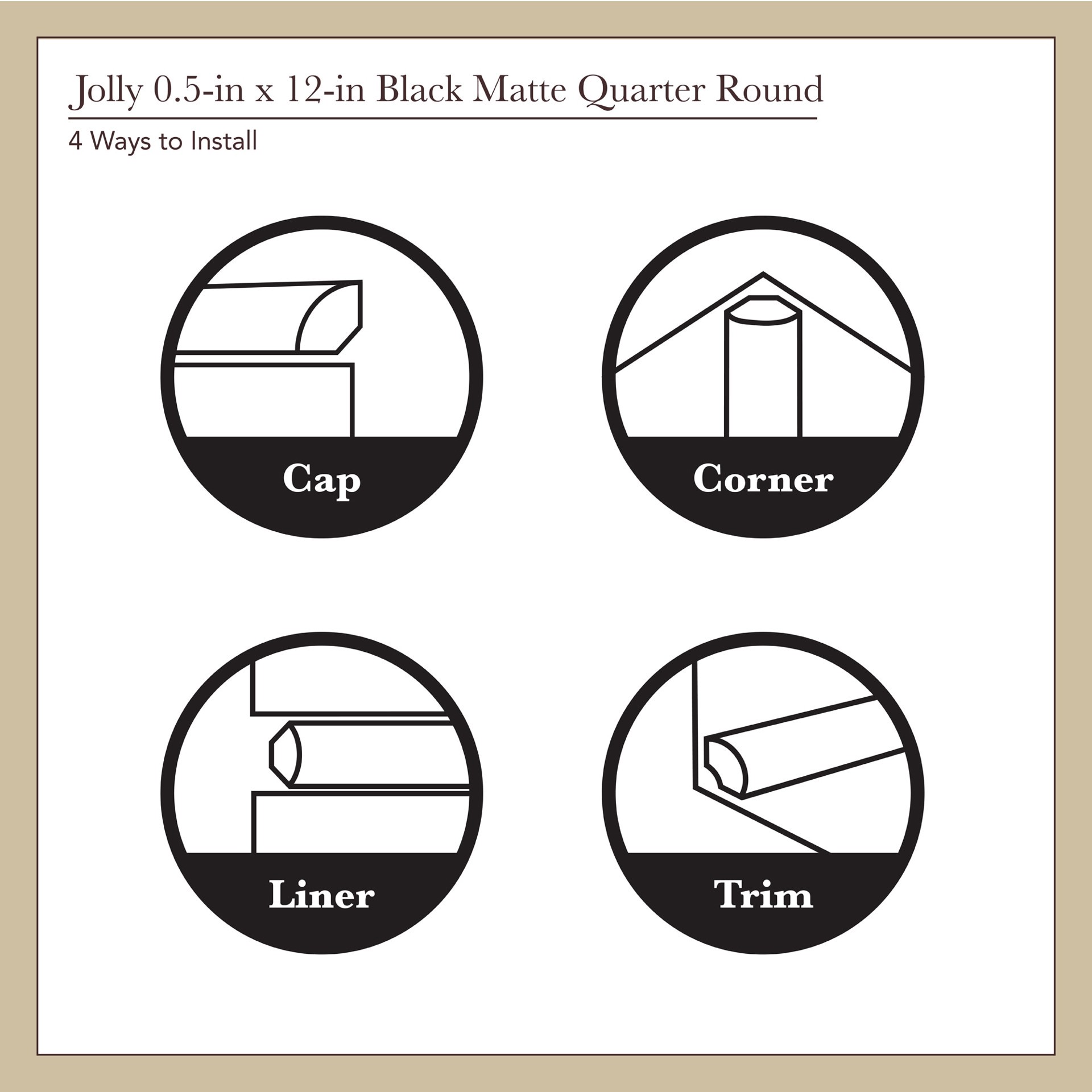 slide 5 of 6, allen + roth Black Matte 1/2-in x 12-in Matte Composite Jolly Tile, 1 ct