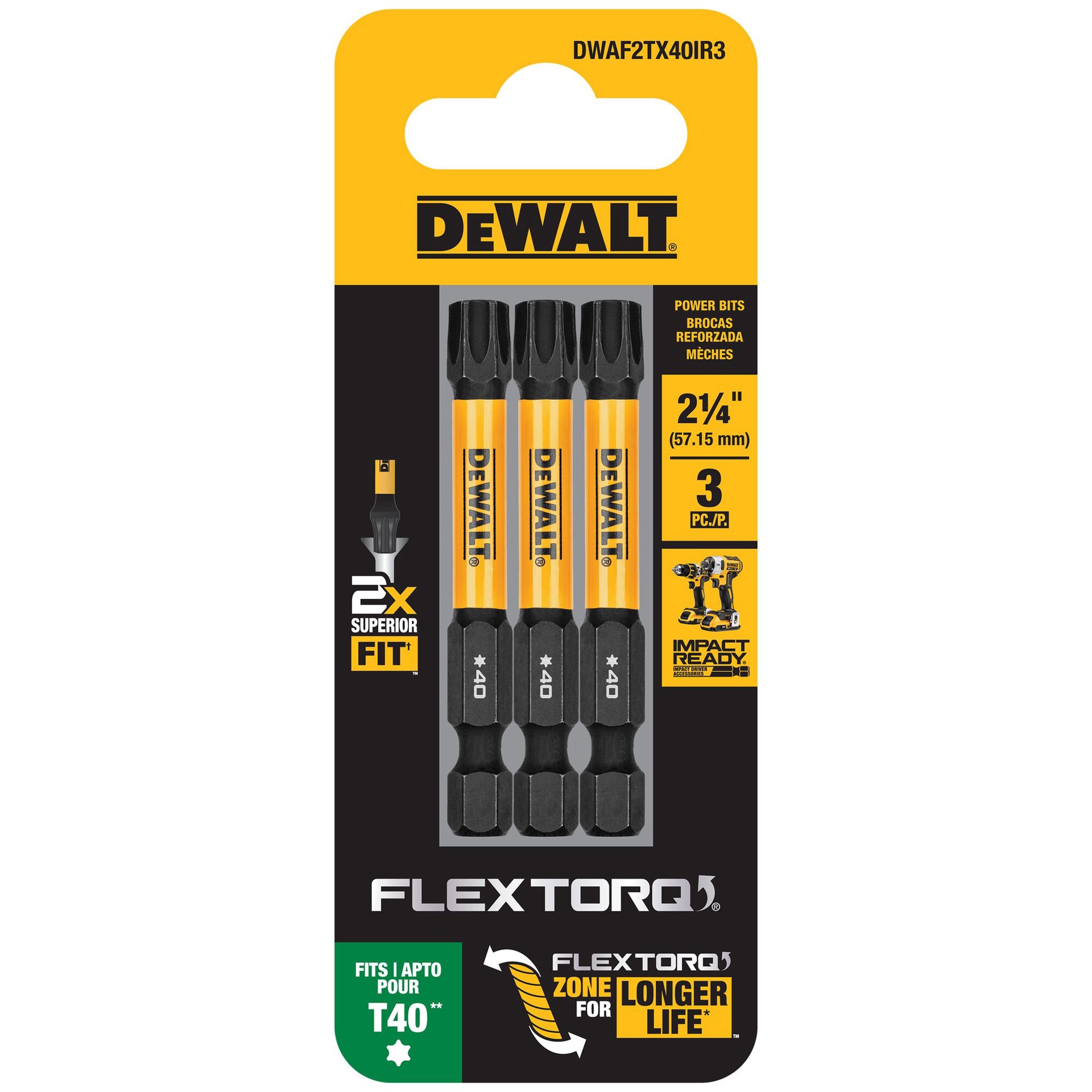 slide 6 of 6, DEWALT Flextorq 1/4-in x 2-in Torx Impact Driver Bit 3 -Piece, 1 ct