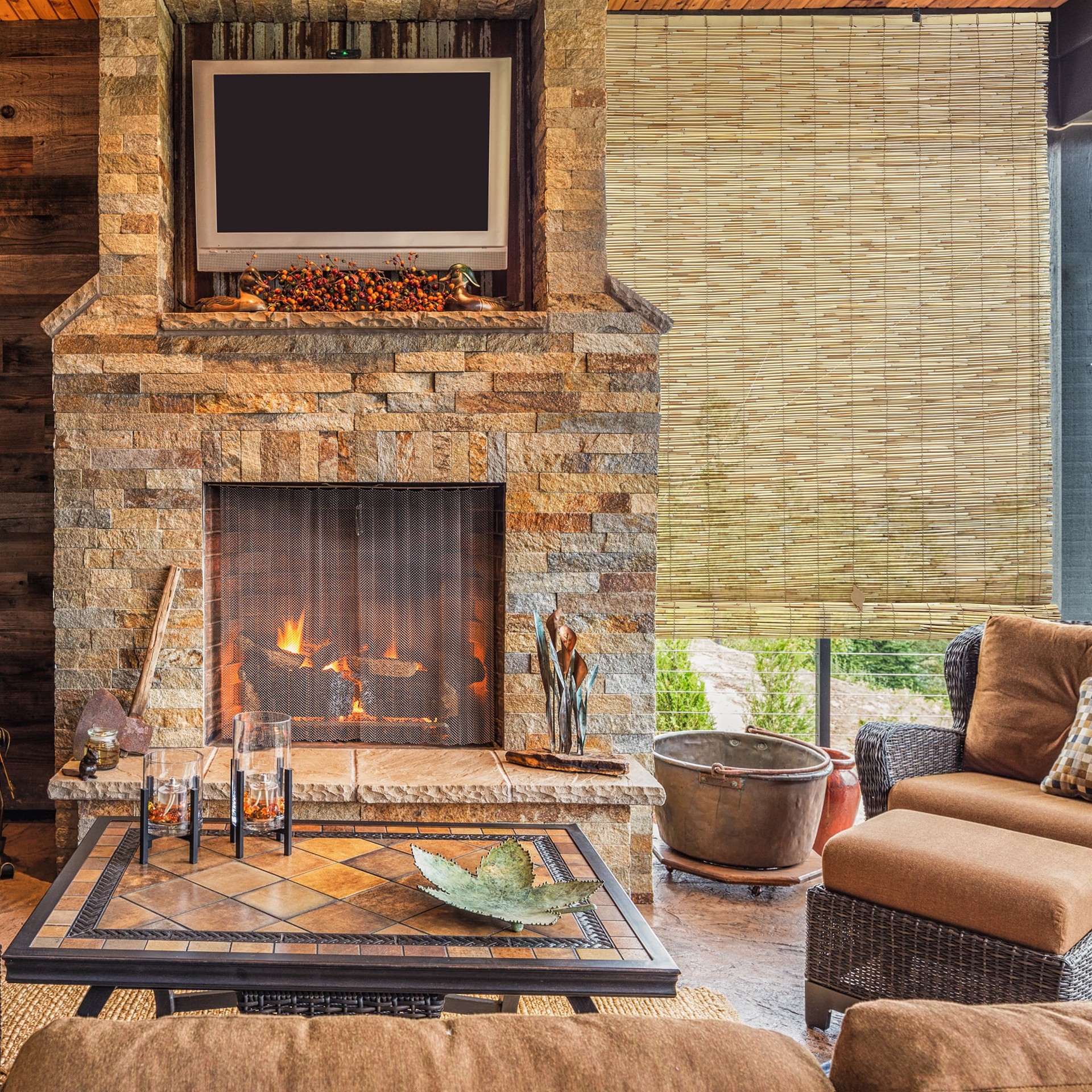 slide 1 of 6, Style Selections 48-in x 72-in Natural Light Filtering Cordless Indoor or outdoor Roller shade, 1 ct