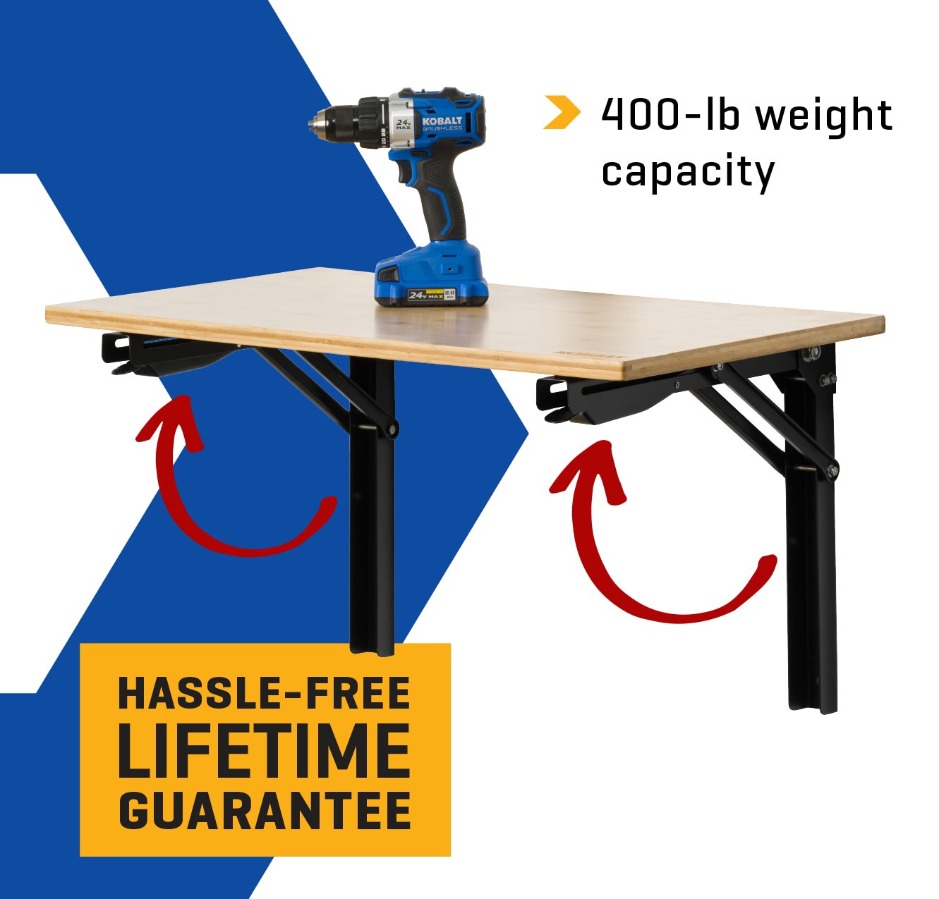 slide 2 of 6, Kobalt 32-in L x 17.3-in H Multicolor Bamboo Work Bench Top, 1 ct