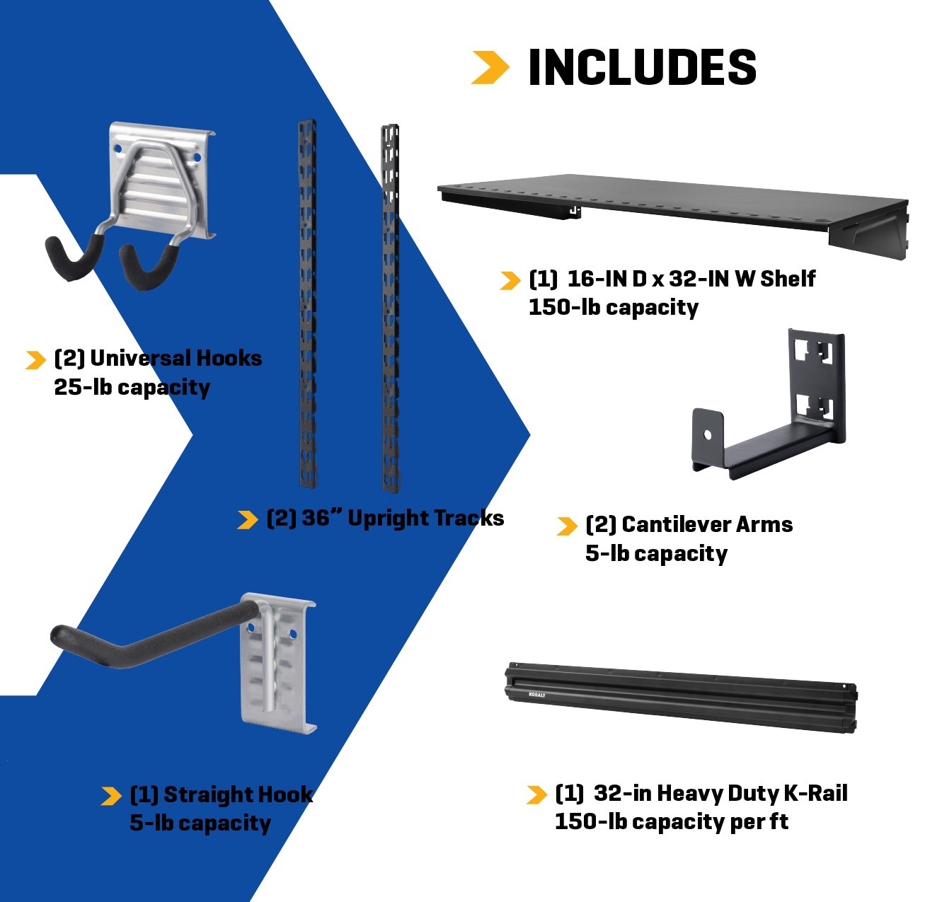 slide 3 of 6, Kobalt Modular Wall Organizer 9 -Piece 36-in Multiple colors/finishes Steel Multipurpose Shelving upright, 1 ct