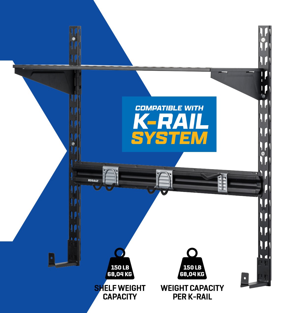slide 4 of 6, Kobalt Modular Wall Organizer 9 -Piece 36-in Multiple colors/finishes Steel Multipurpose Shelving upright, 1 ct