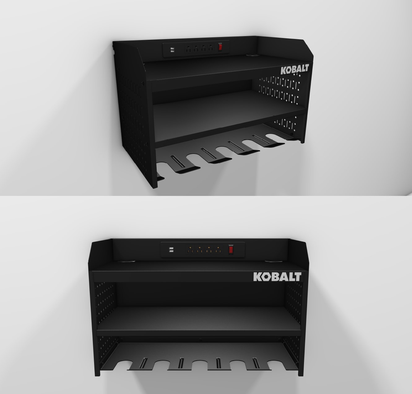 slide 4 of 6, Kobalt K-Rail Charging Station 24-in Black Steel Multipurpose Storage rail, 1 ct
