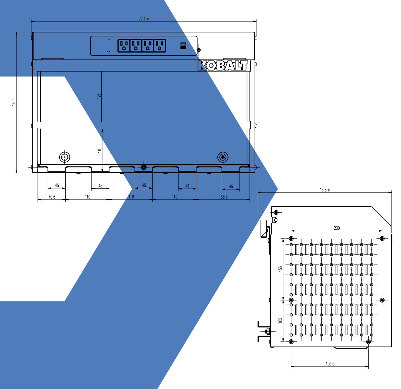 slide 6 of 6, Kobalt K-Rail Charging Station 24-in Black Steel Multipurpose Storage rail, 1 ct