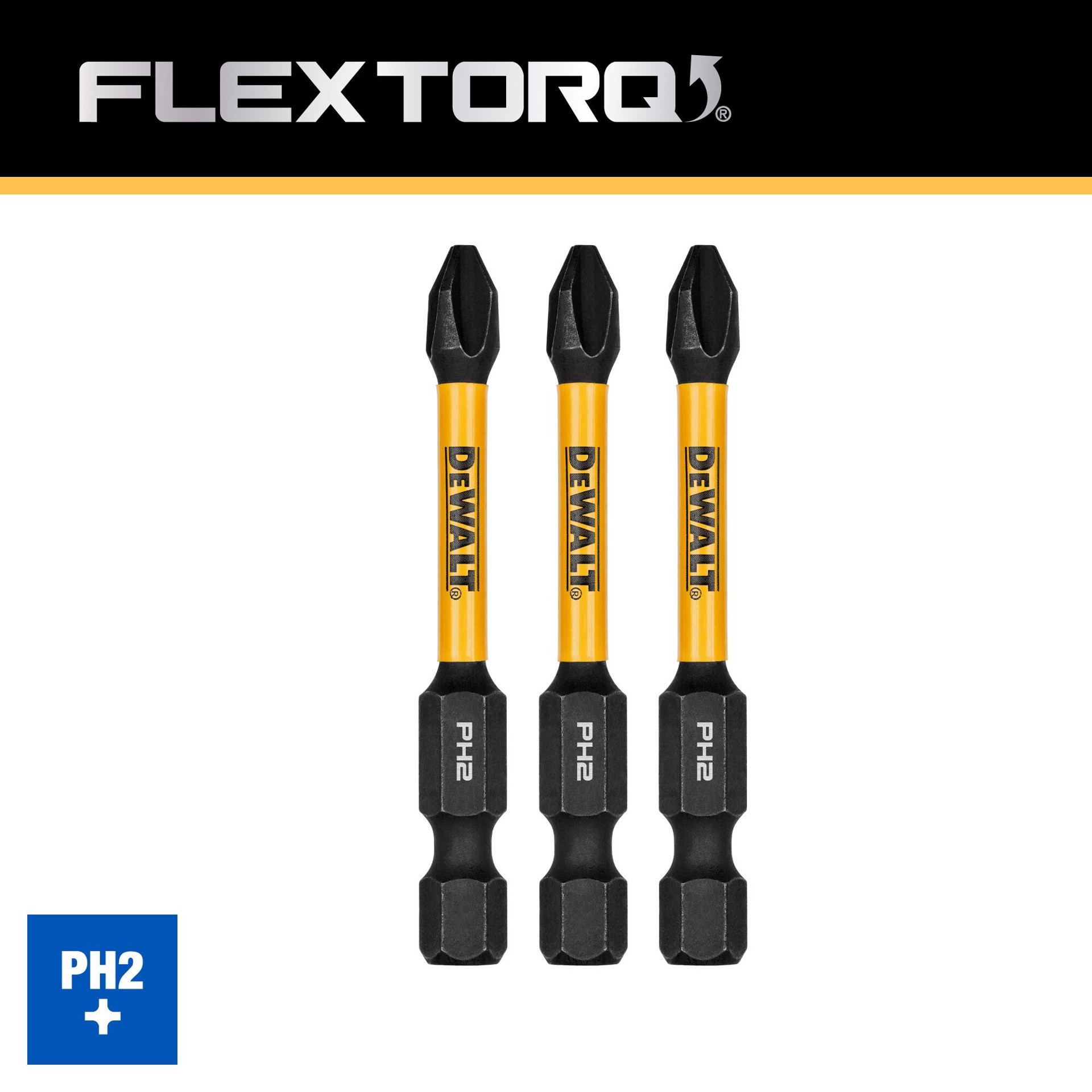 slide 1 of 6, DEWALT Flextorq 1/4-in x 2-in Phillips Impact Driver Bit 3 -Piece, 1 ct