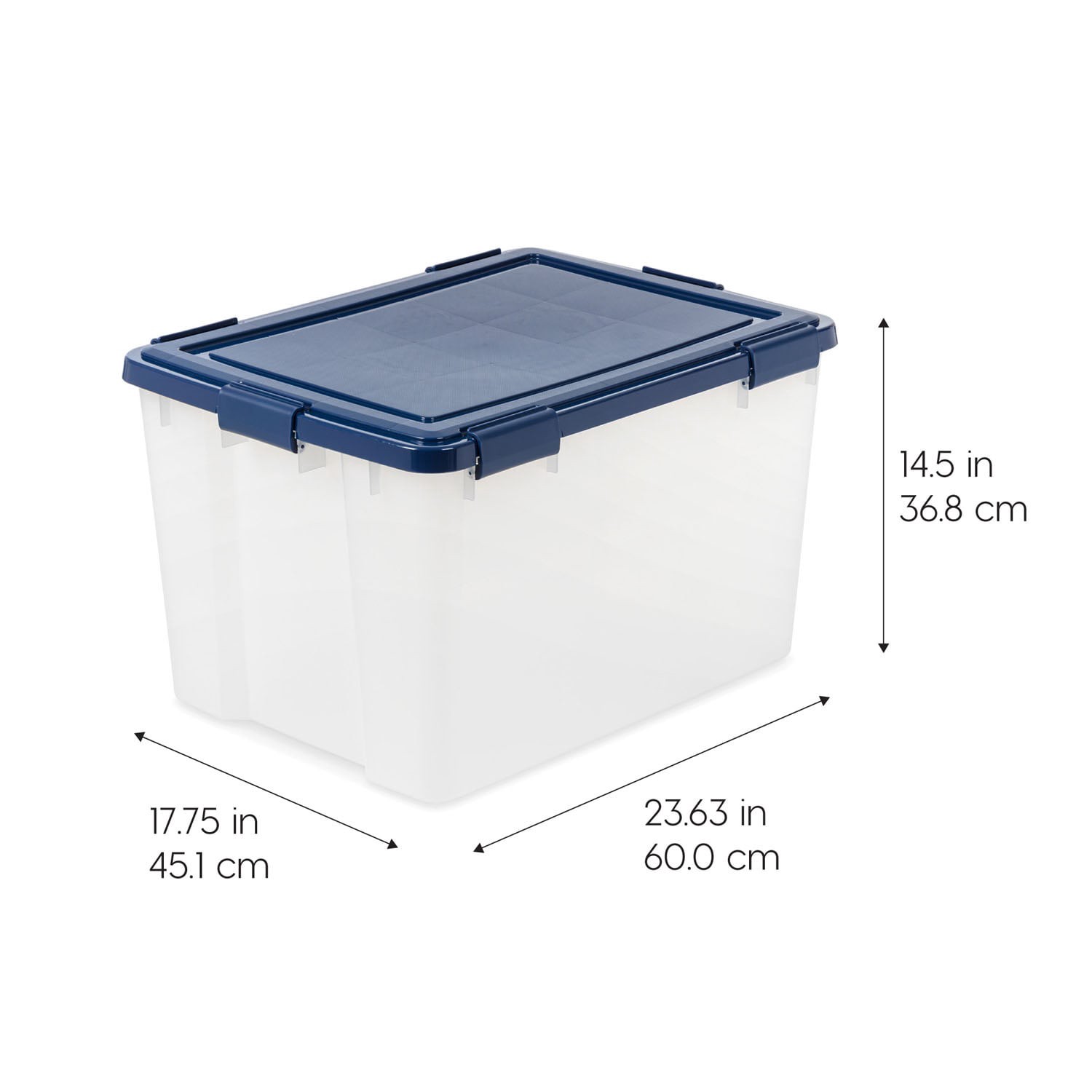 slide 5 of 5, Project Source Large 18.5 -Gallons ( 74 -Quarts ) Blue Heavy Duty Stackable Tote with Latching Lid, 1 ct