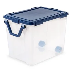 Project Source X-large 25.75 -Gallons ( 103.0 -Quarts ) Blue Heavy Duty Stackable Tote with Latching Lid