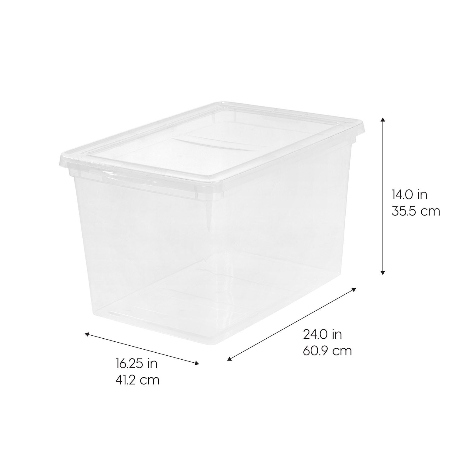 slide 5 of 5, Project Source Medium 17 -Gallons ( 68 -Quarts ) Clear Stackable Tote with Standard Snap Lid, 1 ct