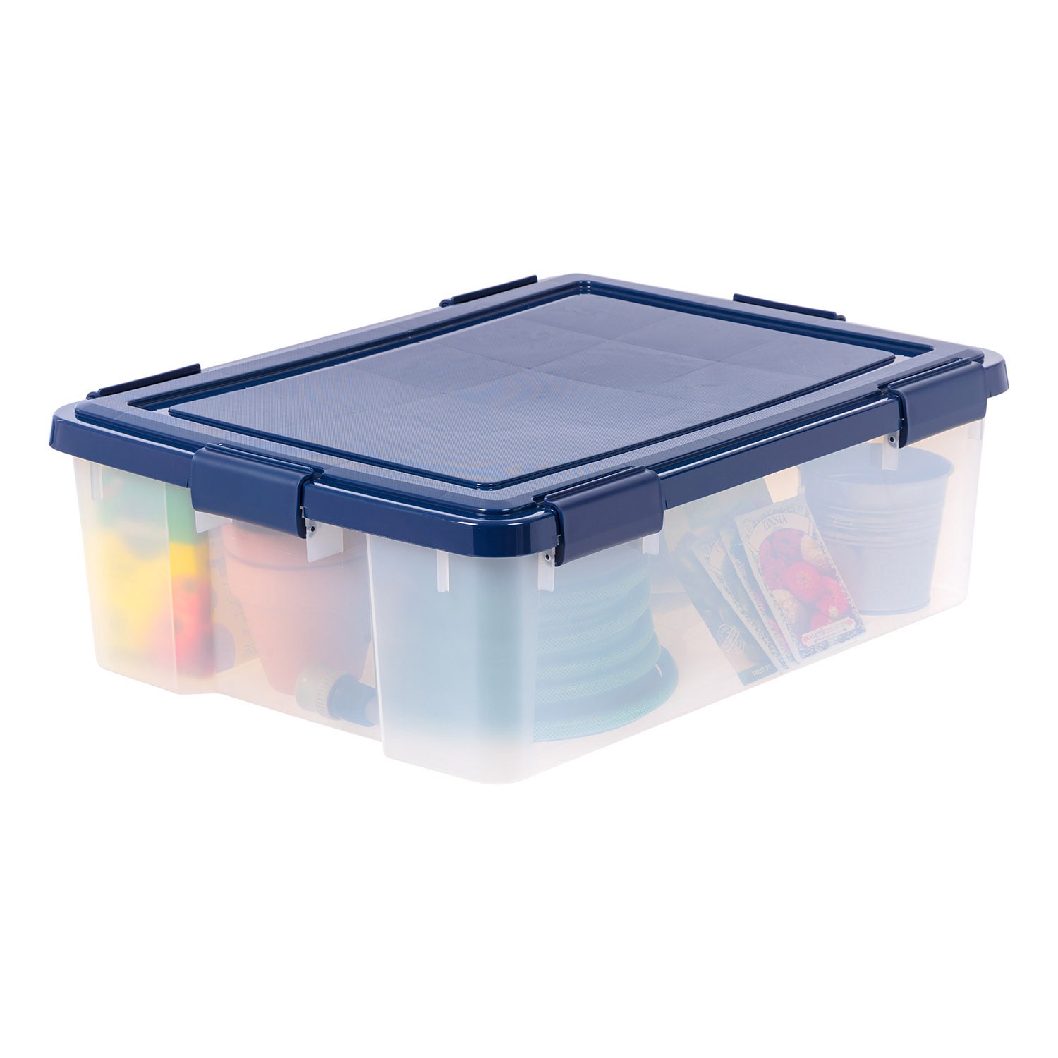 slide 2 of 5, Project Source Medium 10.3 -Gallons ( 41.2 -Quarts ) Blue Heavy Duty Stackable Tote with Latching Lid, 1 ct