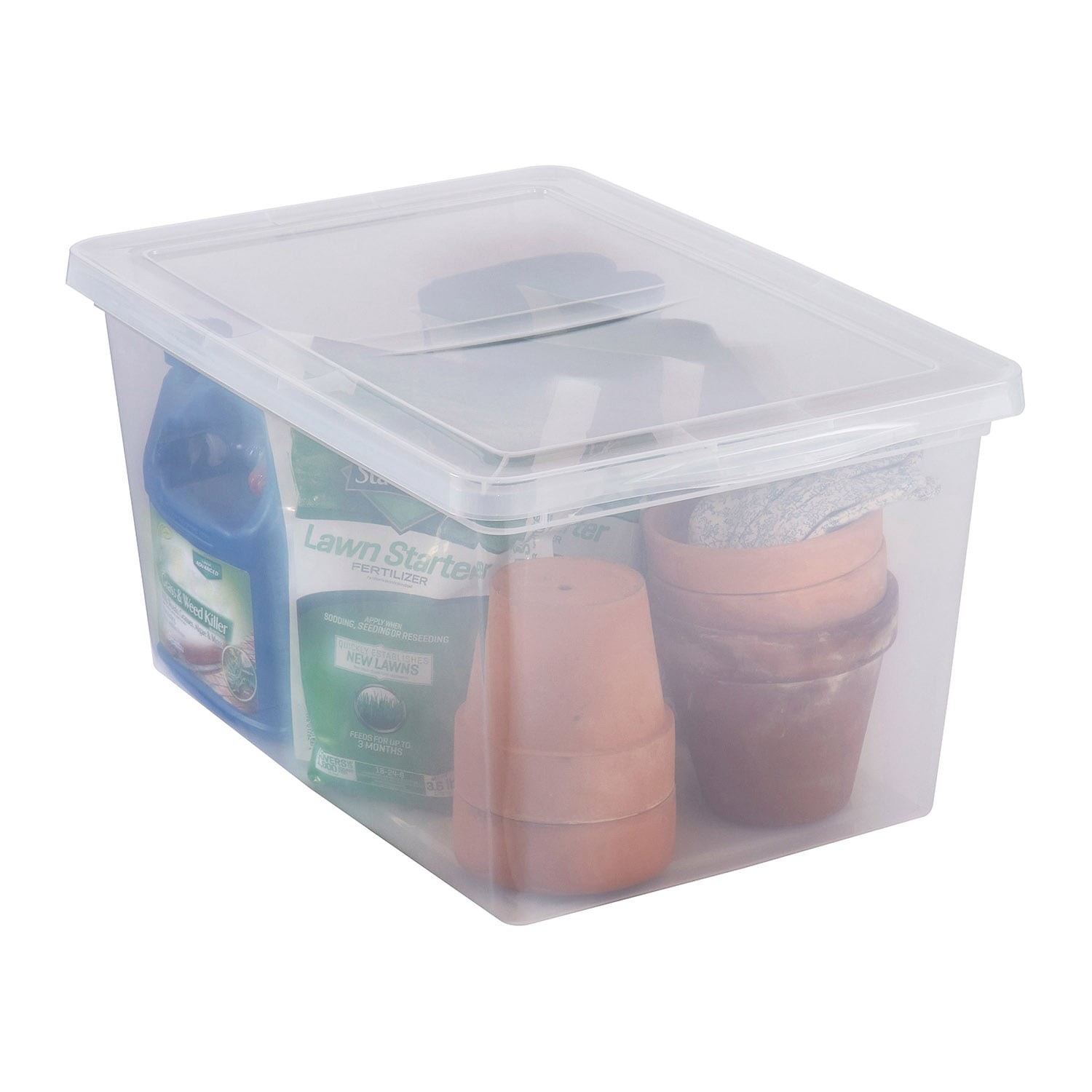 slide 2 of 6, Project Source Medium 14.5 -Gallons ( 58 -Quarts ) Clear Stackable Tote with Standard Snap Lid, 1 ct