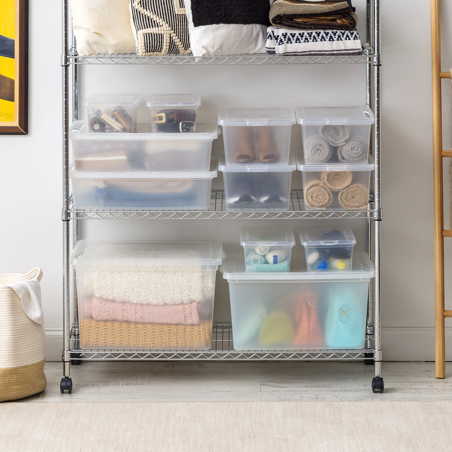 slide 5 of 6, Project Source Medium 14.5 -Gallons ( 58 -Quarts ) Clear Stackable Tote with Standard Snap Lid, 1 ct