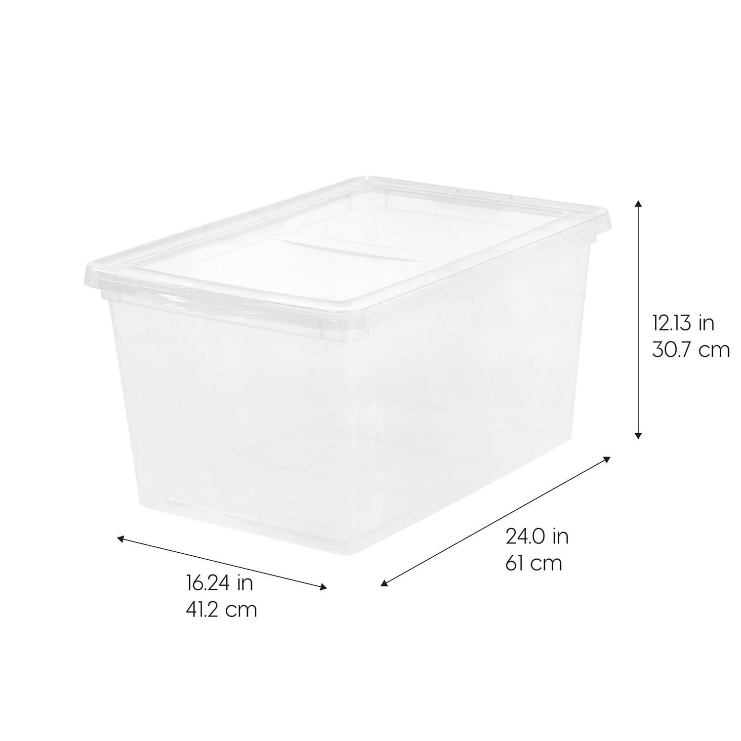 slide 6 of 6, Project Source Medium 14.5 -Gallons ( 58 -Quarts ) Clear Stackable Tote with Standard Snap Lid, 1 ct