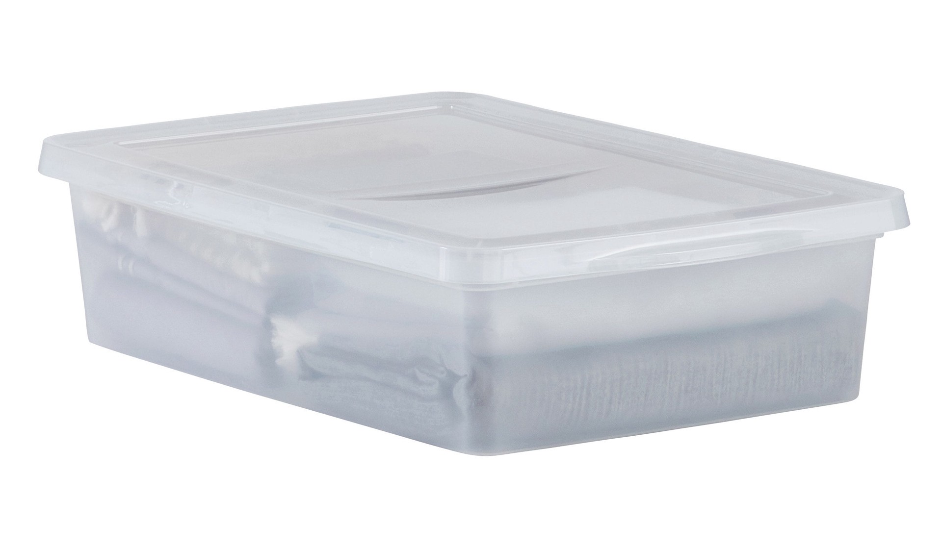 slide 2 of 6, Project Source Medium 7 -Gallons ( 28 -Quarts ) Clear Stackable Underbed tote with Standard Snap Lid, 1 ct