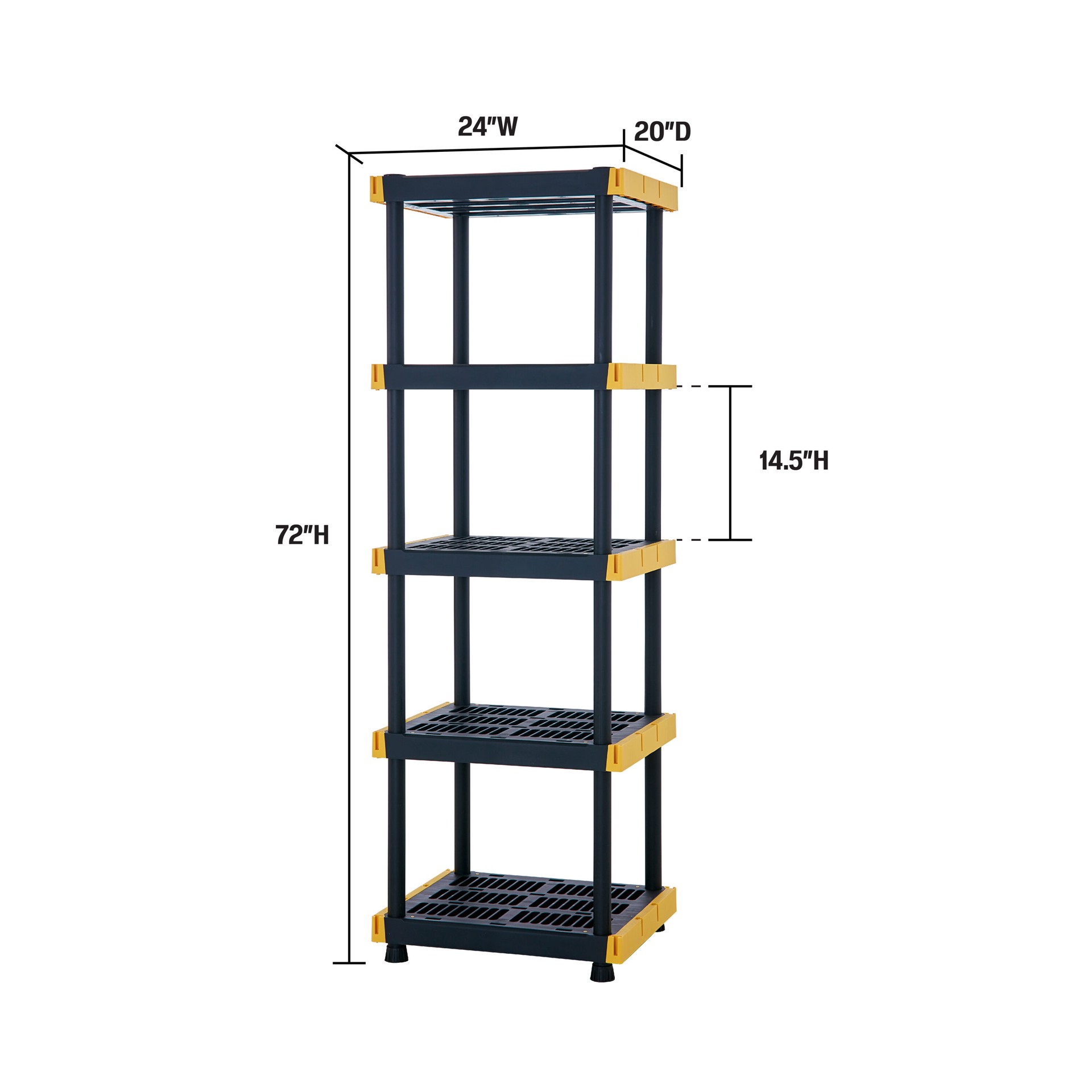 slide 3 of 6, Project Source Commander 5 -Tier Heavy Duty Black Plastic Utility shelving unit with Ventilated Shelves ( 24-in W x 20-in D x 72-in H ), 1 ct