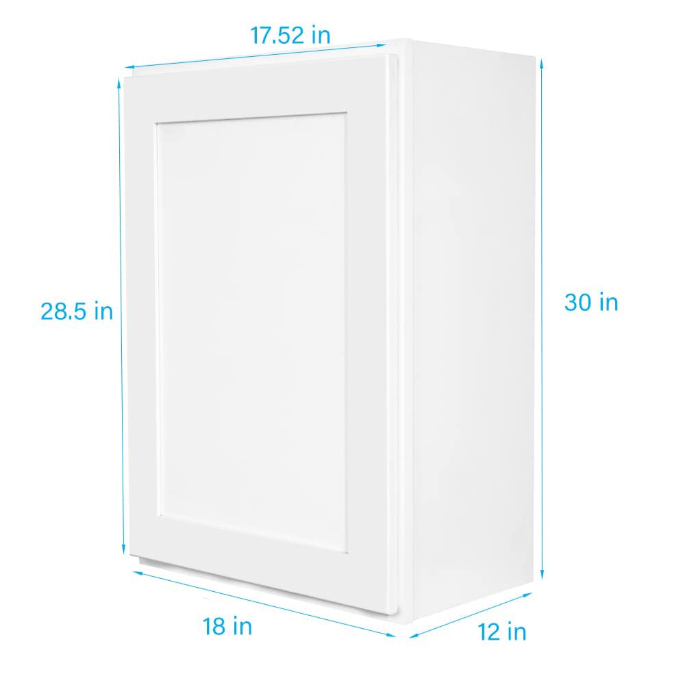 slide 5 of 6, RELIABILT Fairplay 18-in W x 30-in H x 12-in D White Wall Ready to assemble (RTA) Plywood Cabinet Recessed Panel Shaker, 1 ct