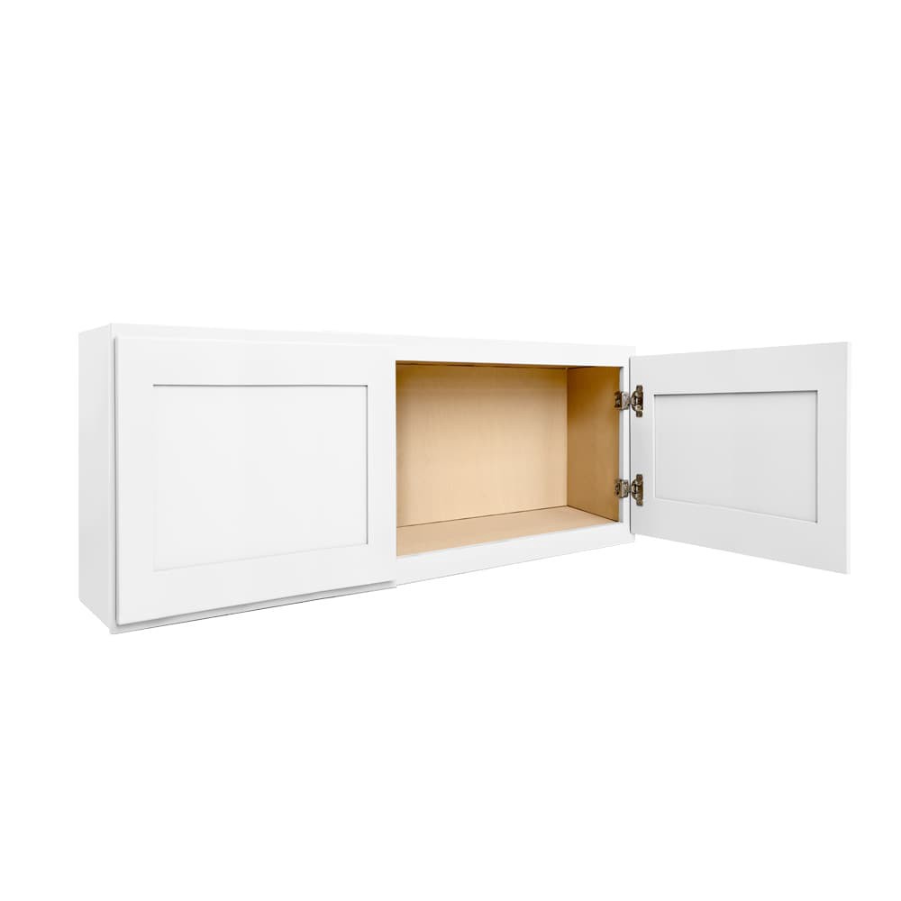 slide 6 of 6, RELIABILT Fairplay 36-in W x 18-in H x 12-in D White Wall Ready to assemble (RTA) Plywood Cabinet Recessed Panel Shaker, 1 ct