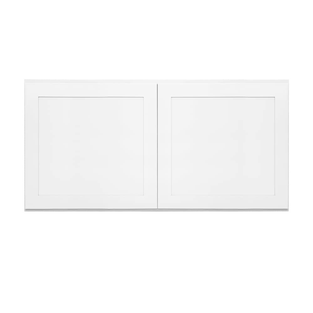 slide 1 of 6, RELIABILT Fairplay 36-in W x 18-in H x 12-in D White Wall Ready to assemble (RTA) Plywood Cabinet Recessed Panel Shaker, 1 ct