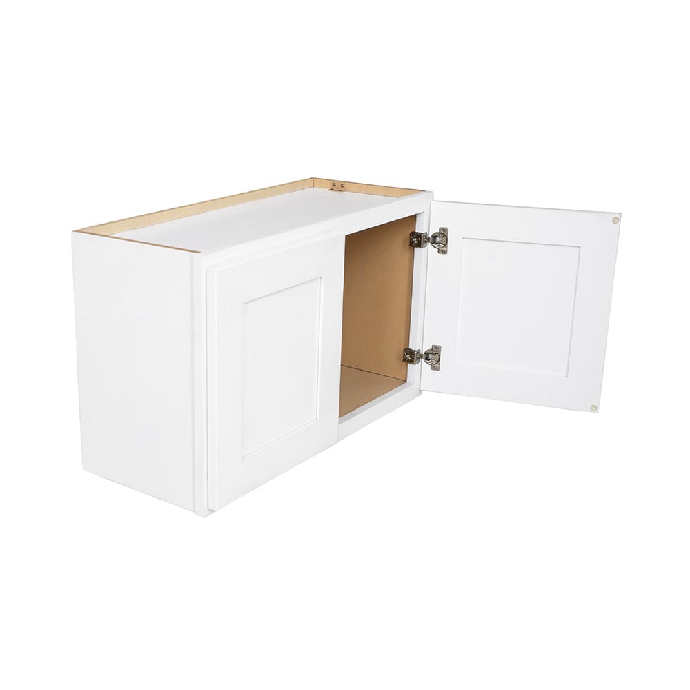 slide 6 of 6, RELIABILT Fairplay 30-in W x 18-in H x 12-in D White Wall Ready to assemble (RTA) Plywood Cabinet Recessed Panel Shaker, 1 ct